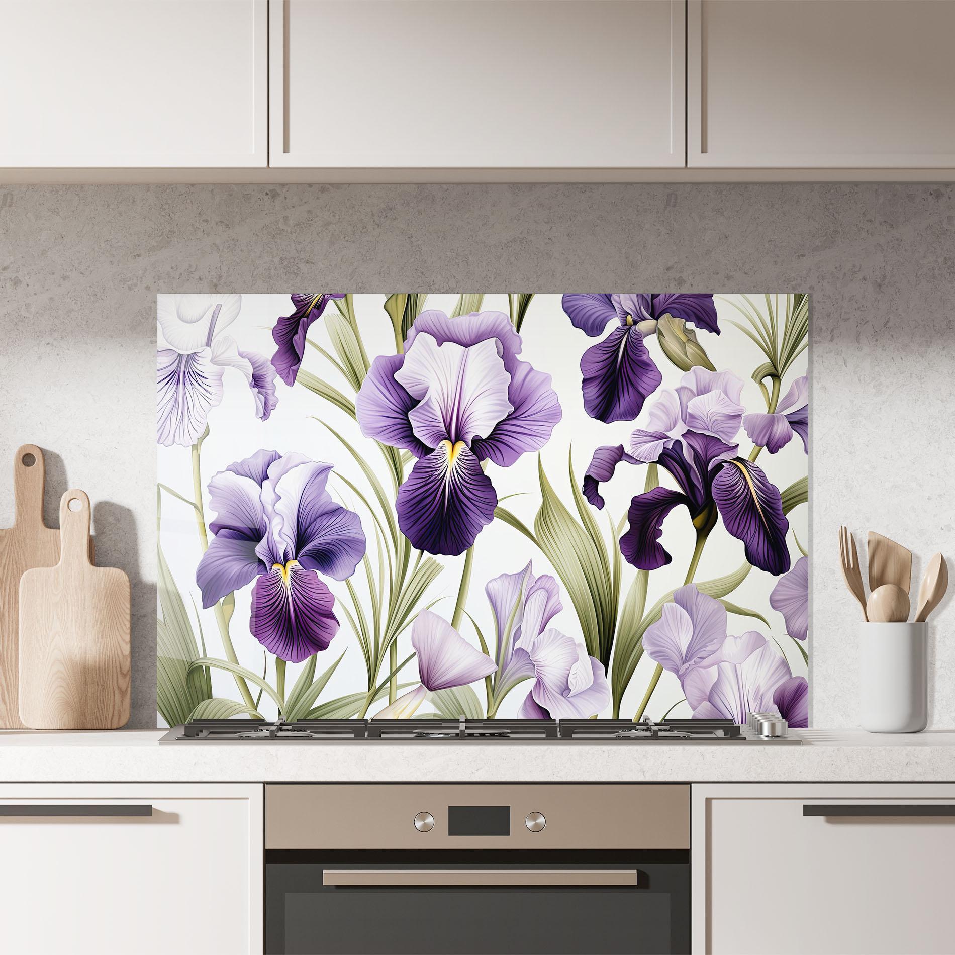 Panou Sticla Bucatarie Iris Painting mockup 7