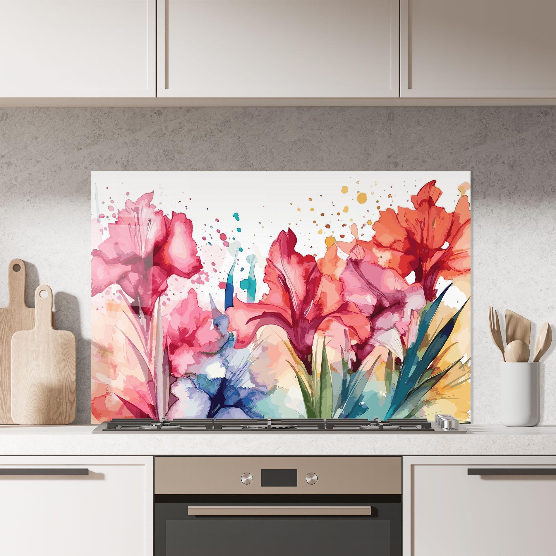 Panou Sticla Bucatarie Pink Blue Iris mockup 7