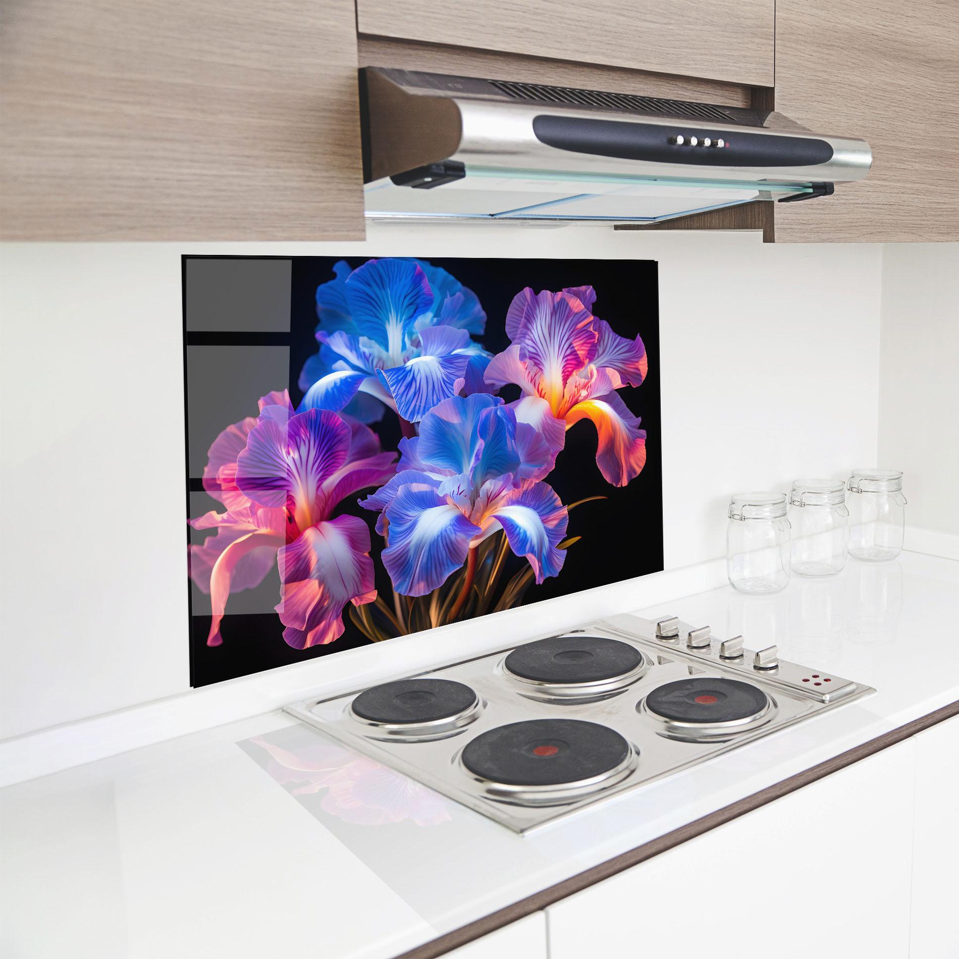 Panou Sticla Bucatarie Blue Light Iris mockup 8