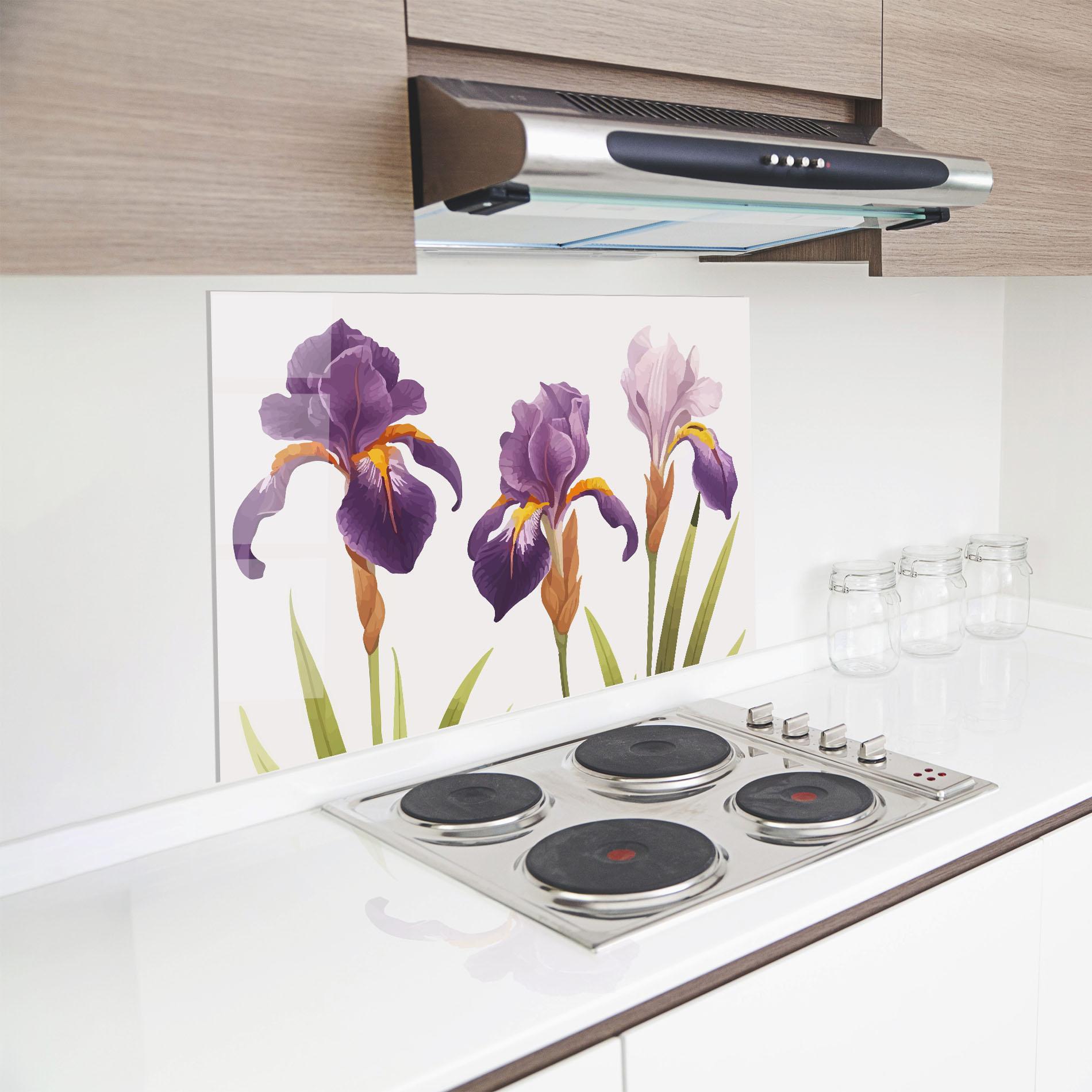 Panou Sticla Bucatarie Iris Leaf mockup 8