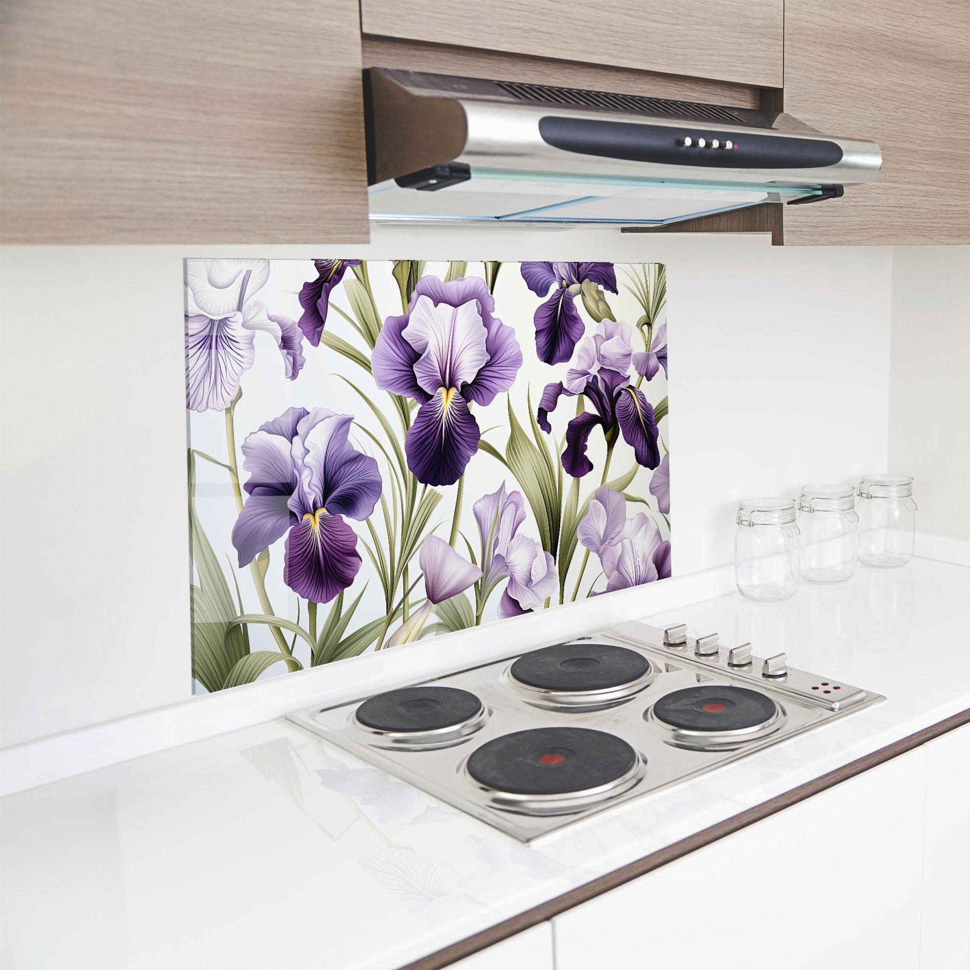 Panou Sticla Bucatarie Iris Painting mockup 8