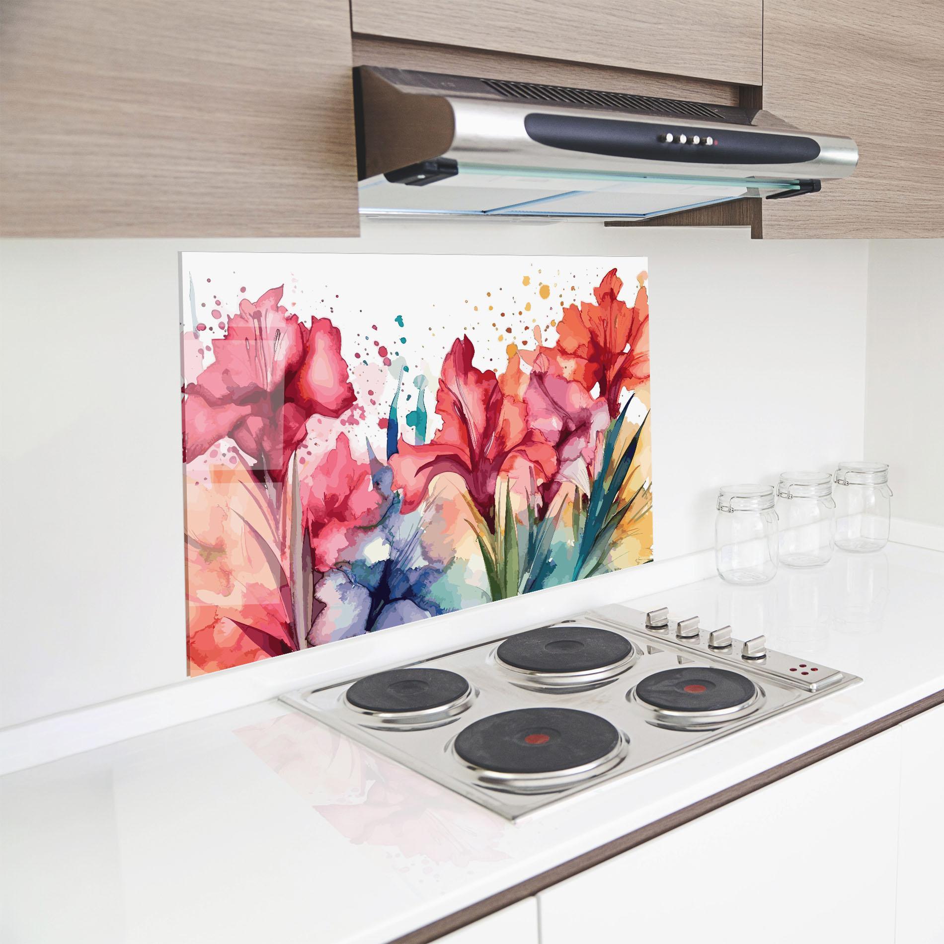 Panou Sticla Bucatarie Pink Blue Iris mockup 8