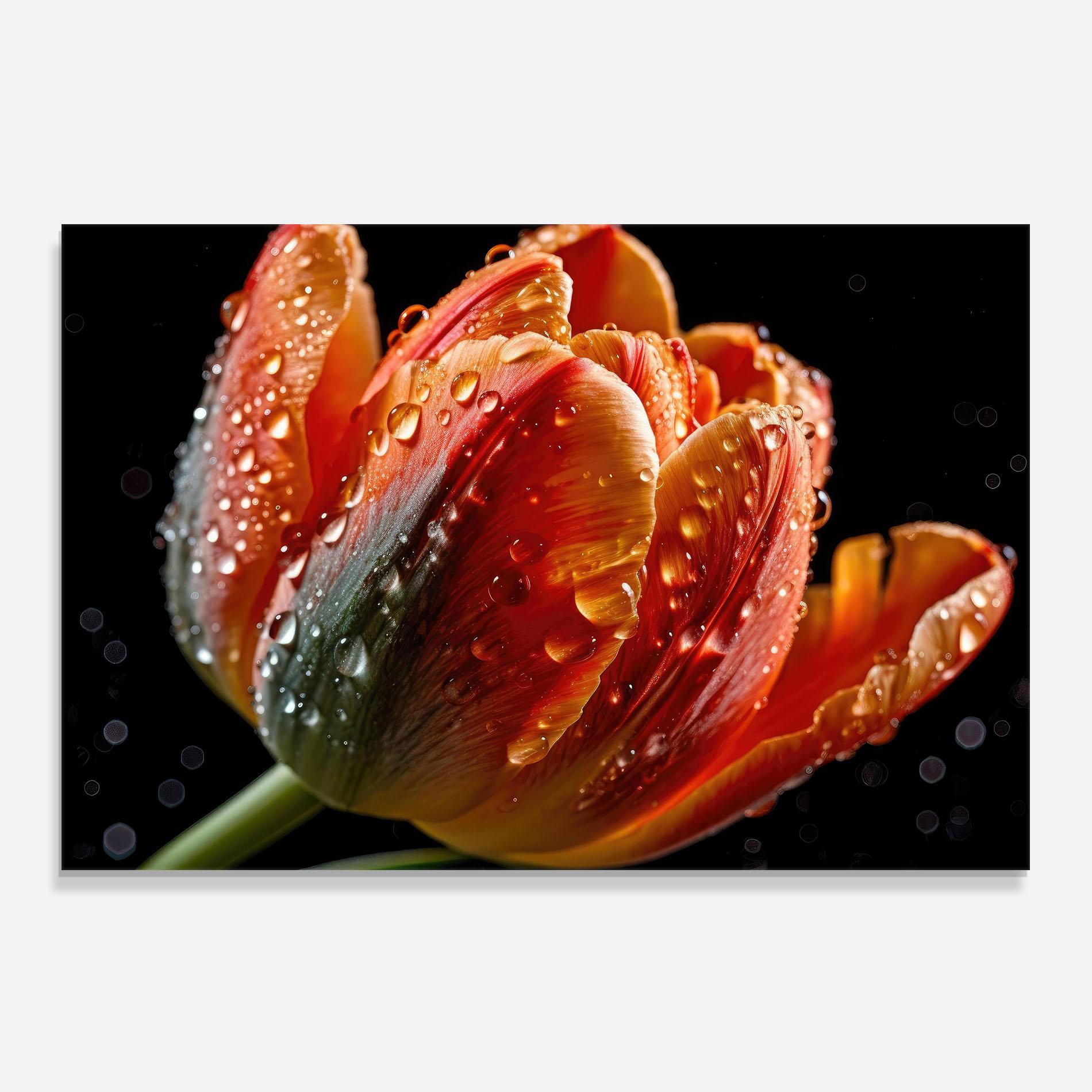 Panou Sticla Bucatarie Big Wet Orange Tulip mockup 0