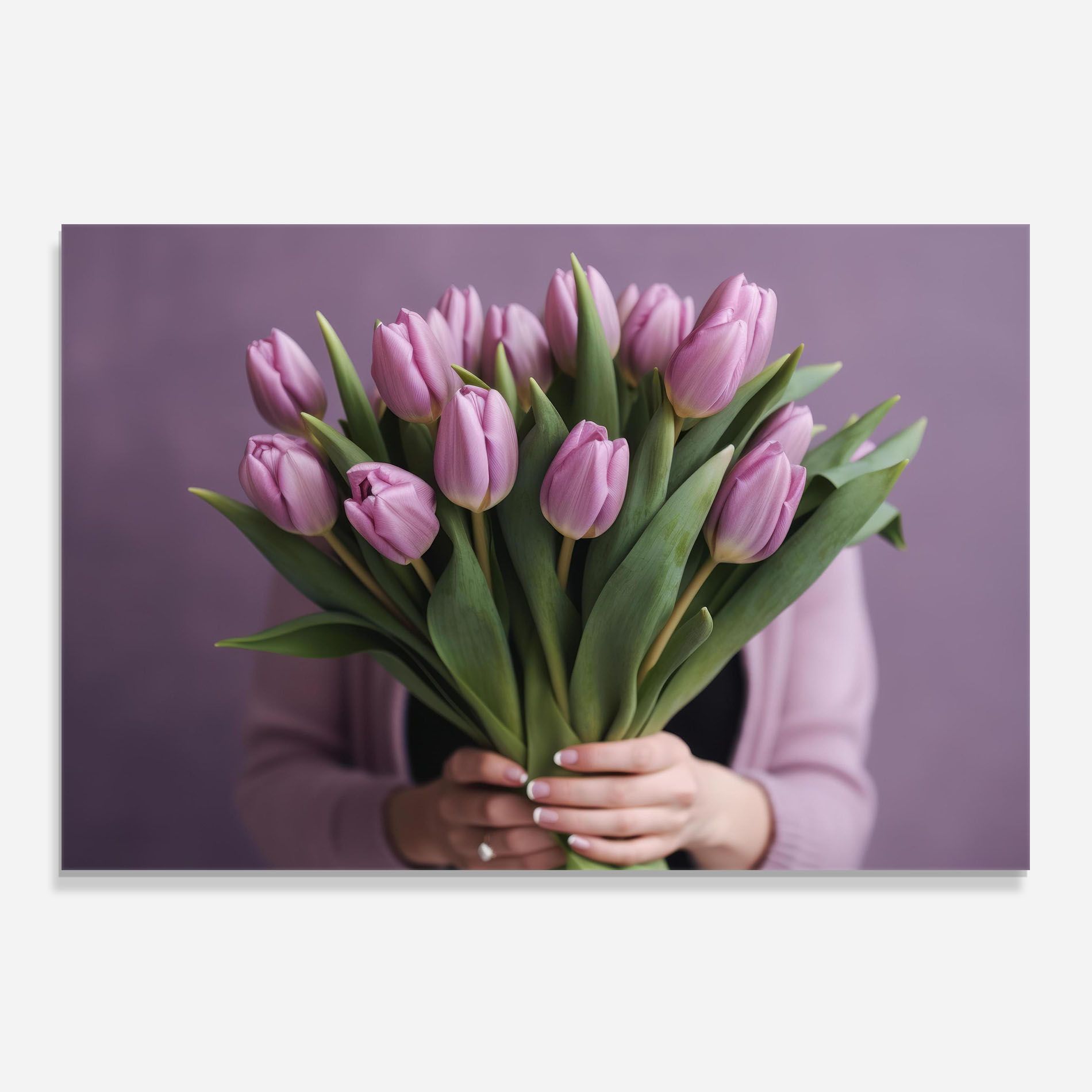Holding Pink Tulips mockup 0