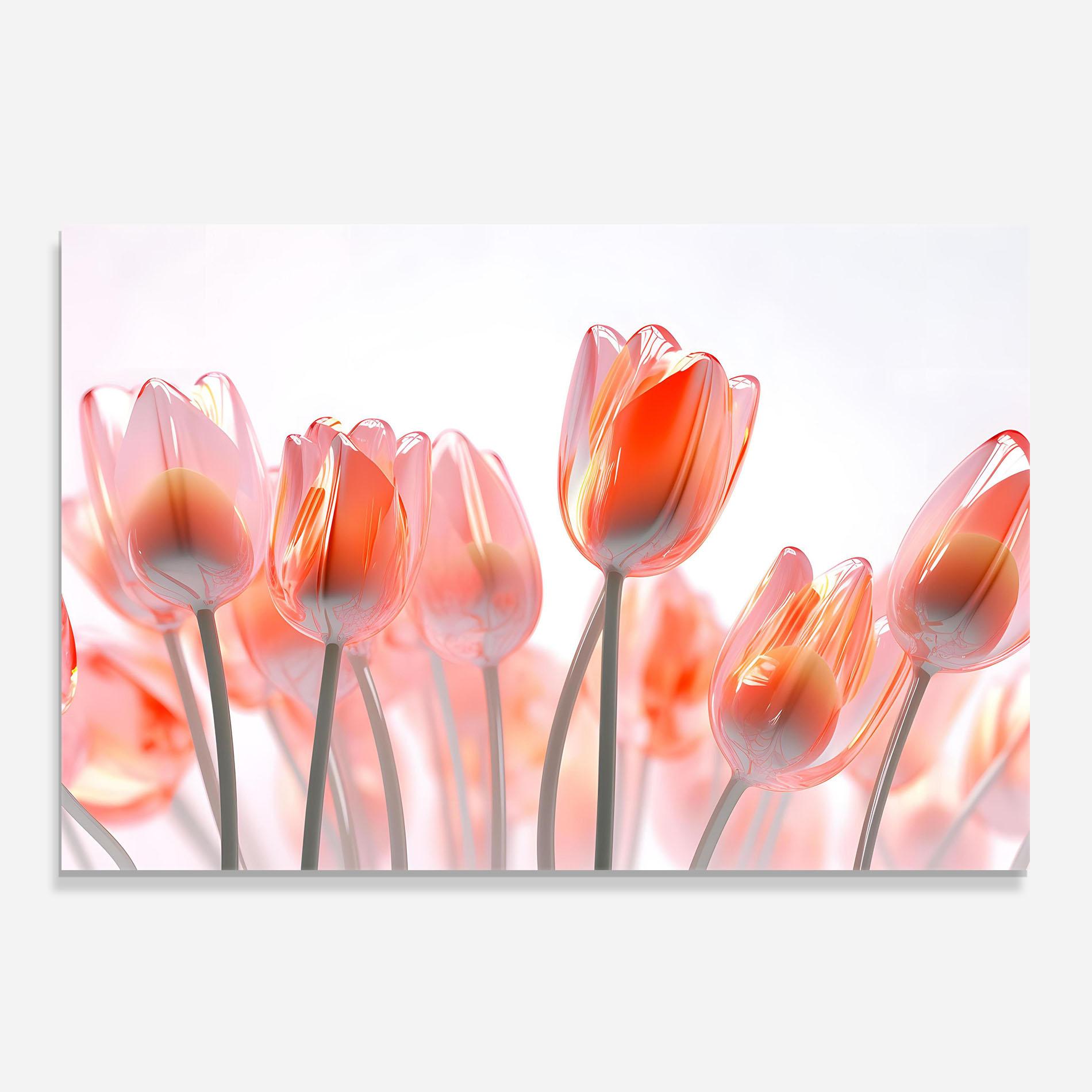Panou Sticla Bucatarie Orange Glass Tulips mockup 0