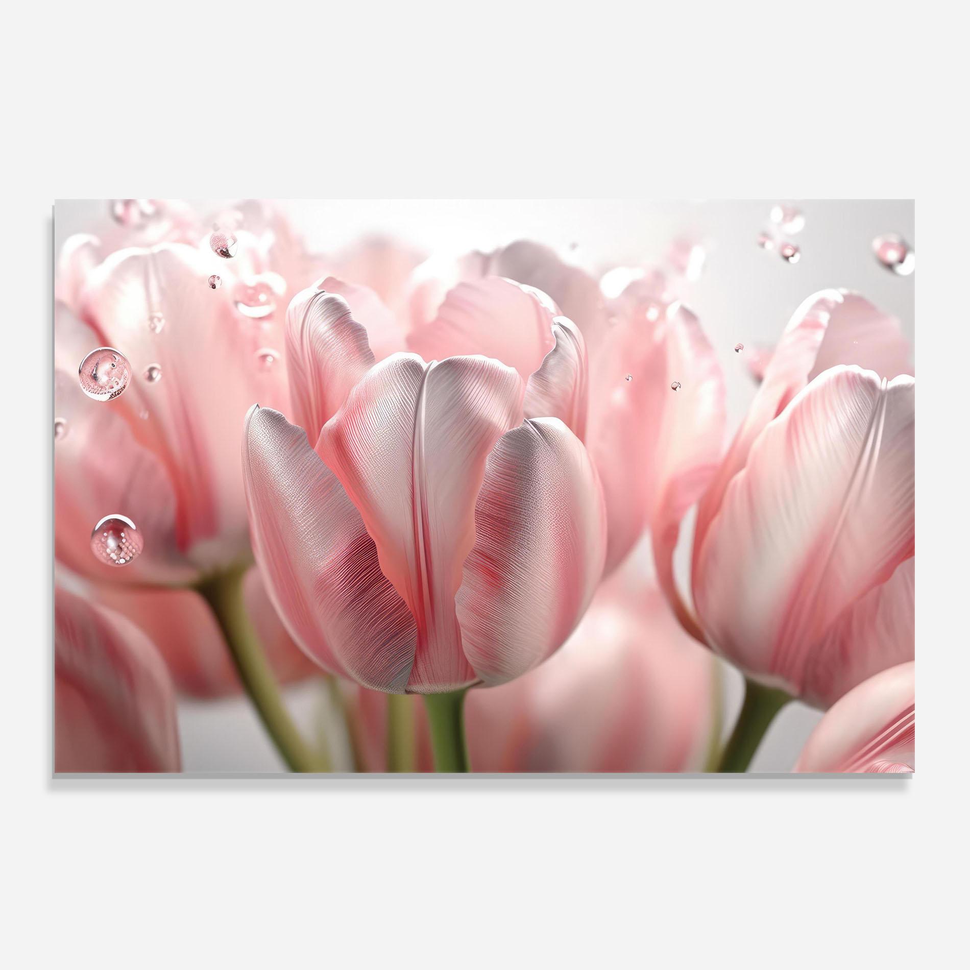 Panou Sticla Bucatarie Pink Pretty Tulips mockup 0