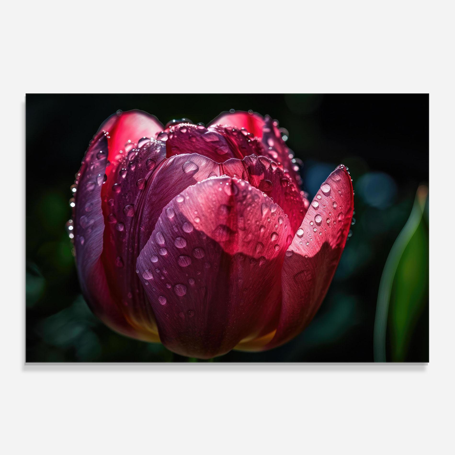 Panou Sticla Bucatarie Pink Tulip After Rain mockup 0