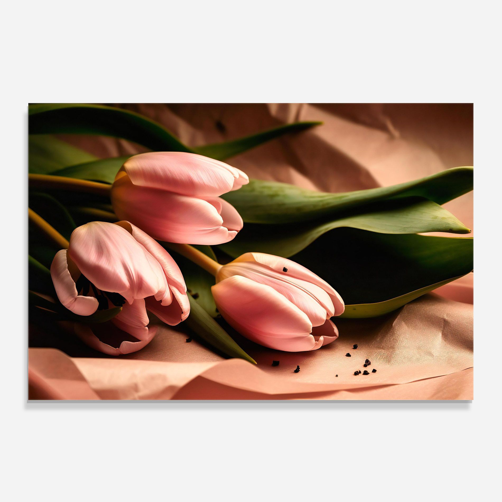 Pink Tulips With Leafs mockup 0