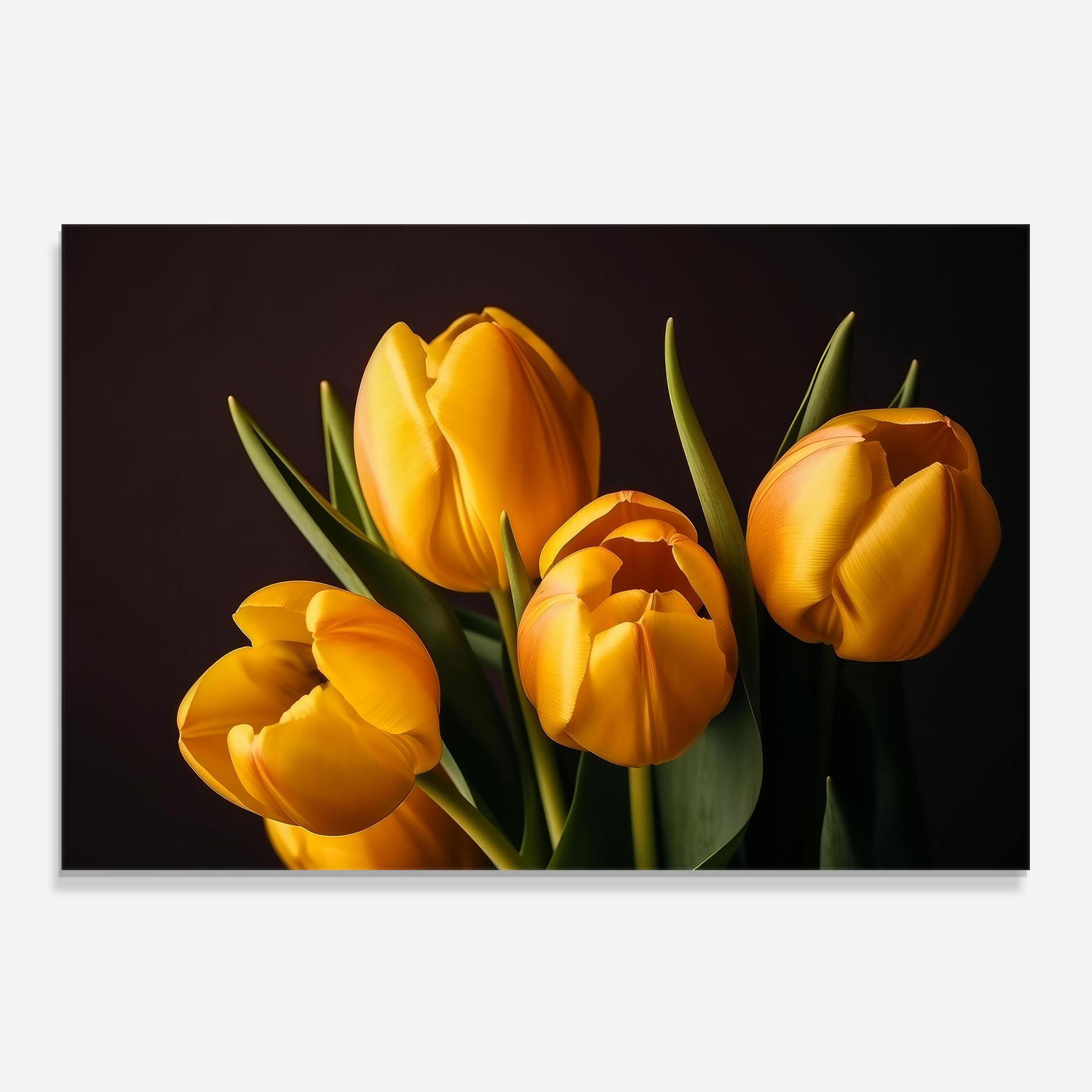 Panou Sticla Bucatarie Strong Yellow Tulips mockup 0