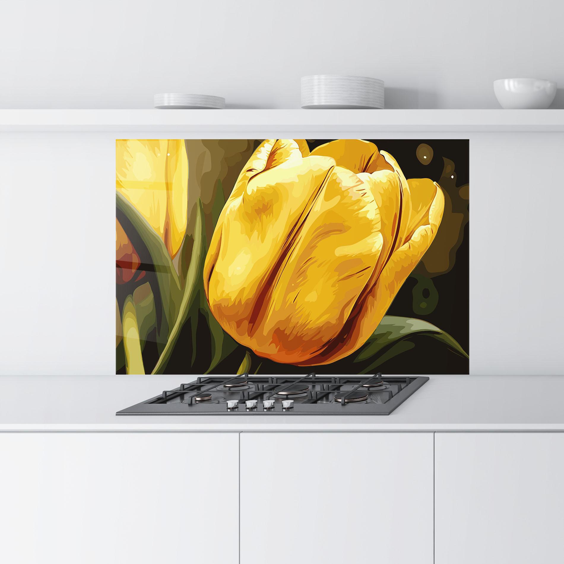 Panou Sticla Bucatarie Big Yellow Tulip mockup 9