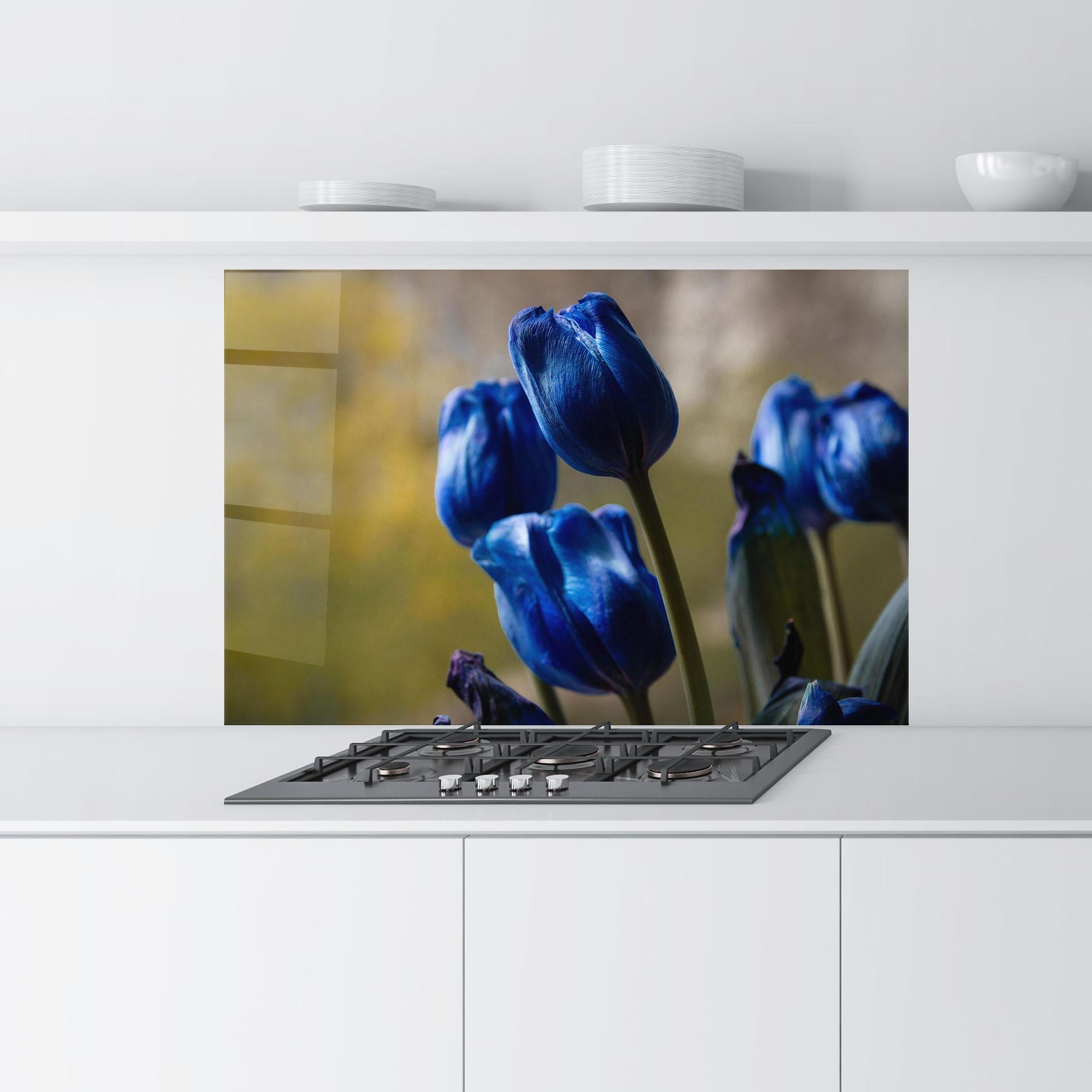 Panou Sticla Bucatarie Blue Tulips mockup 9