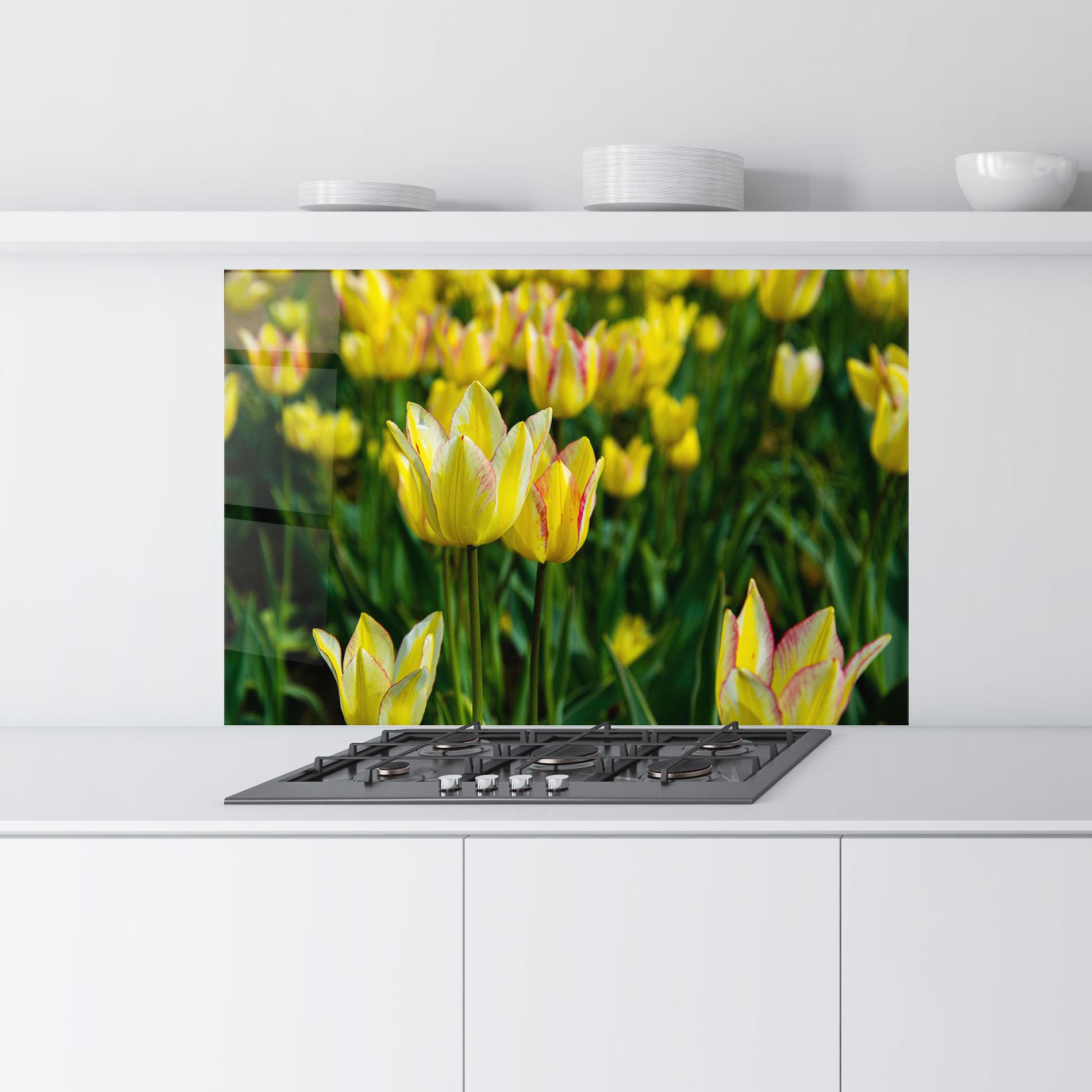 Panou Sticla Bucatarie Light Yellow Tulips mockup 9