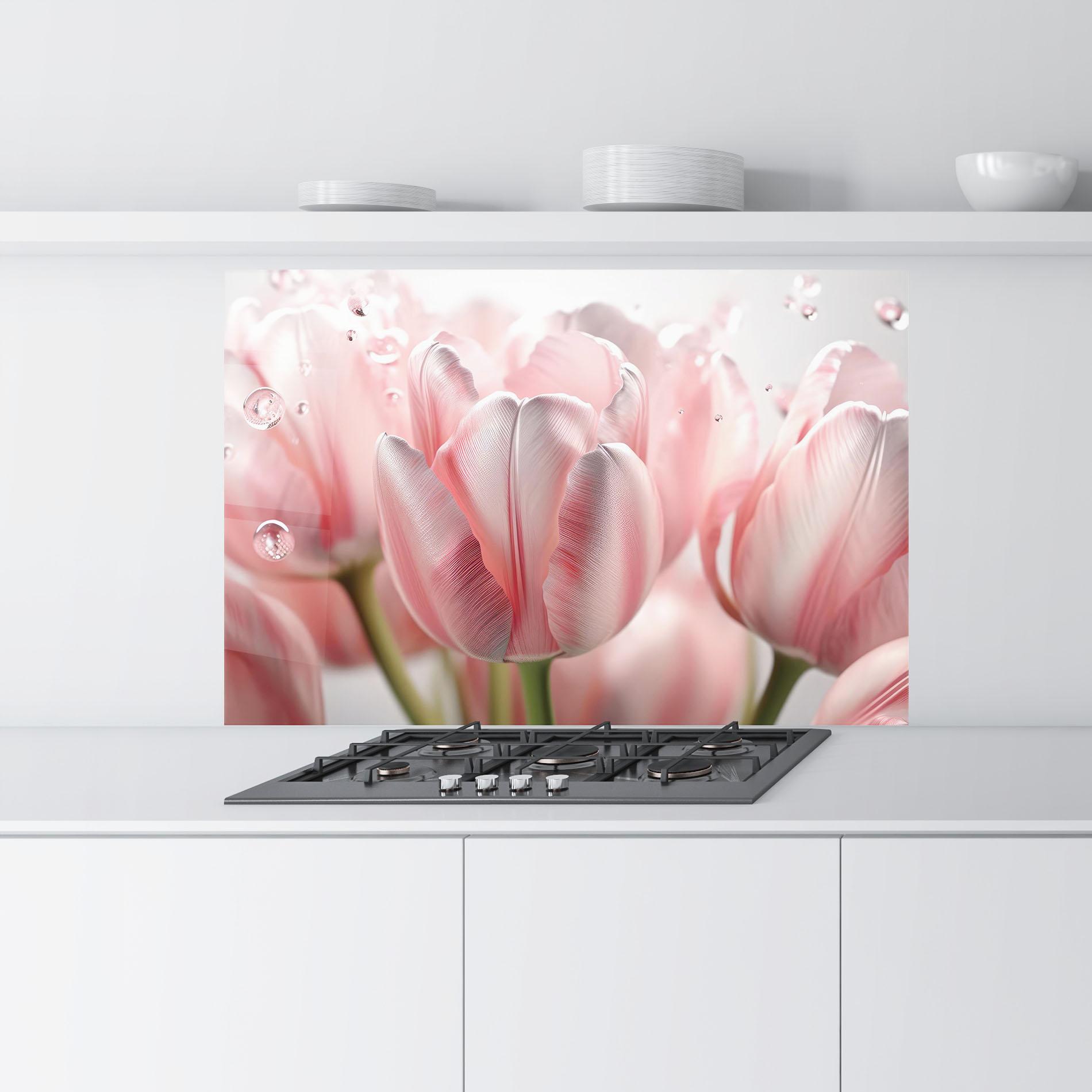 Panou Sticla Bucatarie Pink Pretty Tulips mockup 9