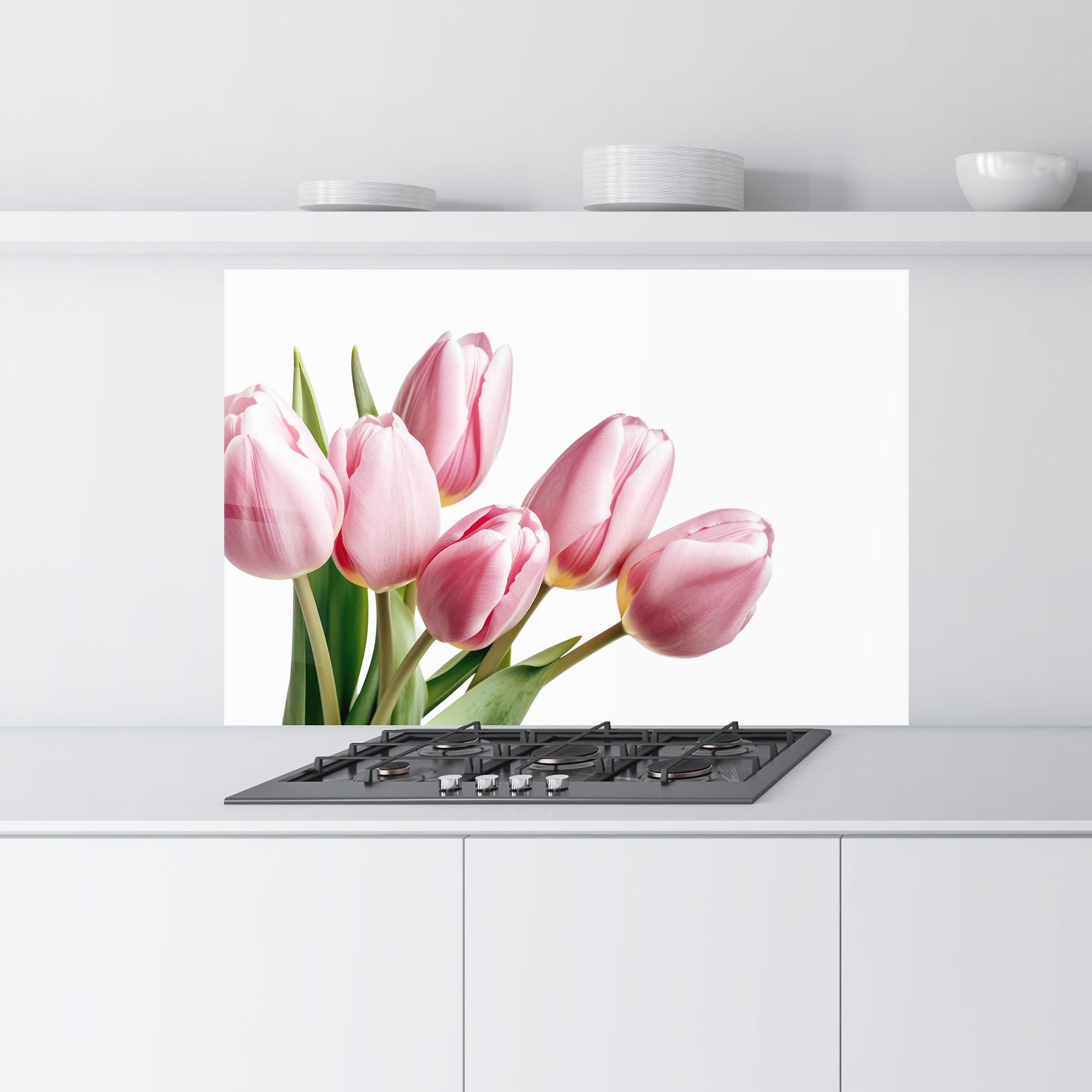 Panou Sticla Bucatarie Pink Tulips mockup 9