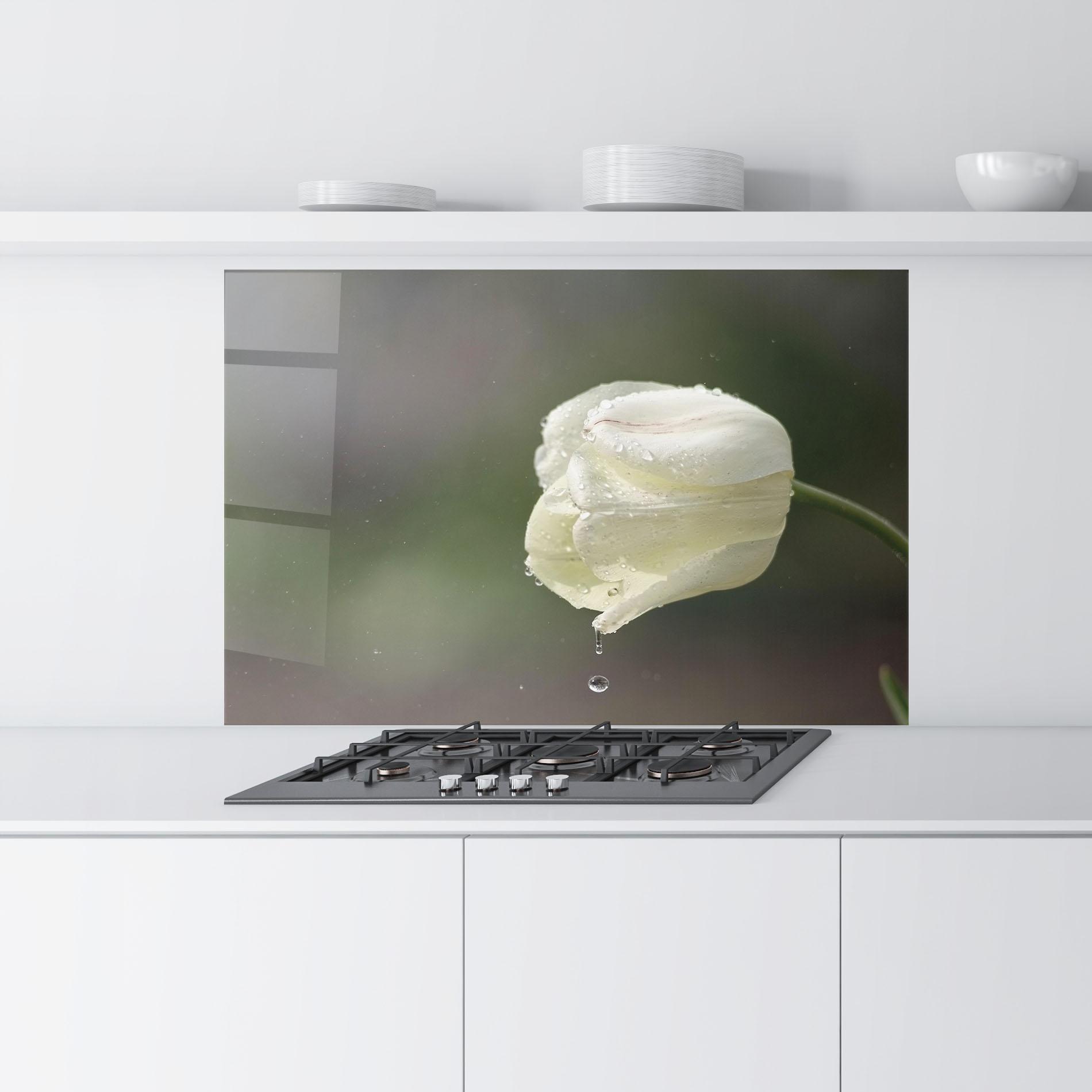 Panou Sticla Bucatarie White Single Tulip mockup 9