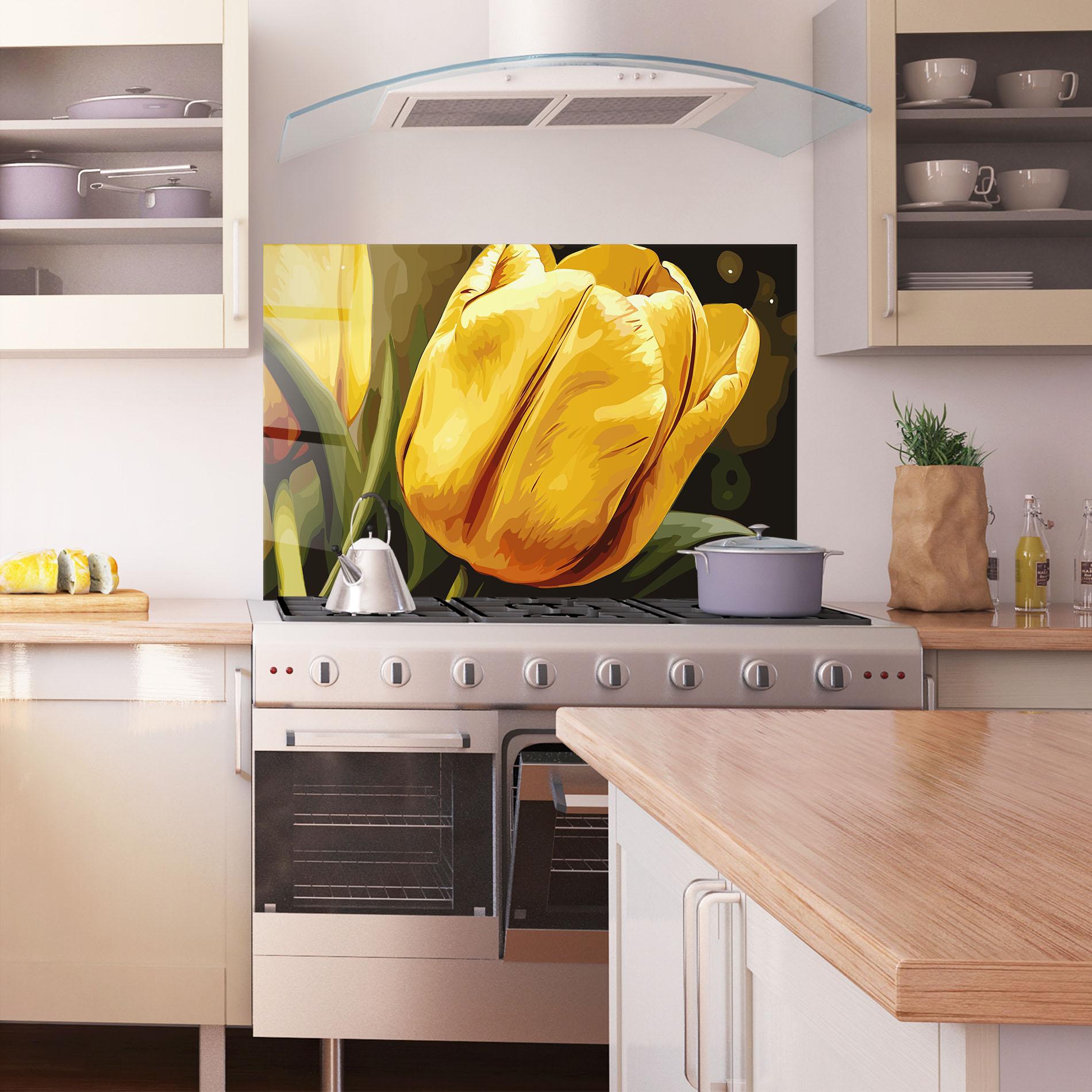 Panou Sticla Bucatarie Big Yellow Tulip mockup 1