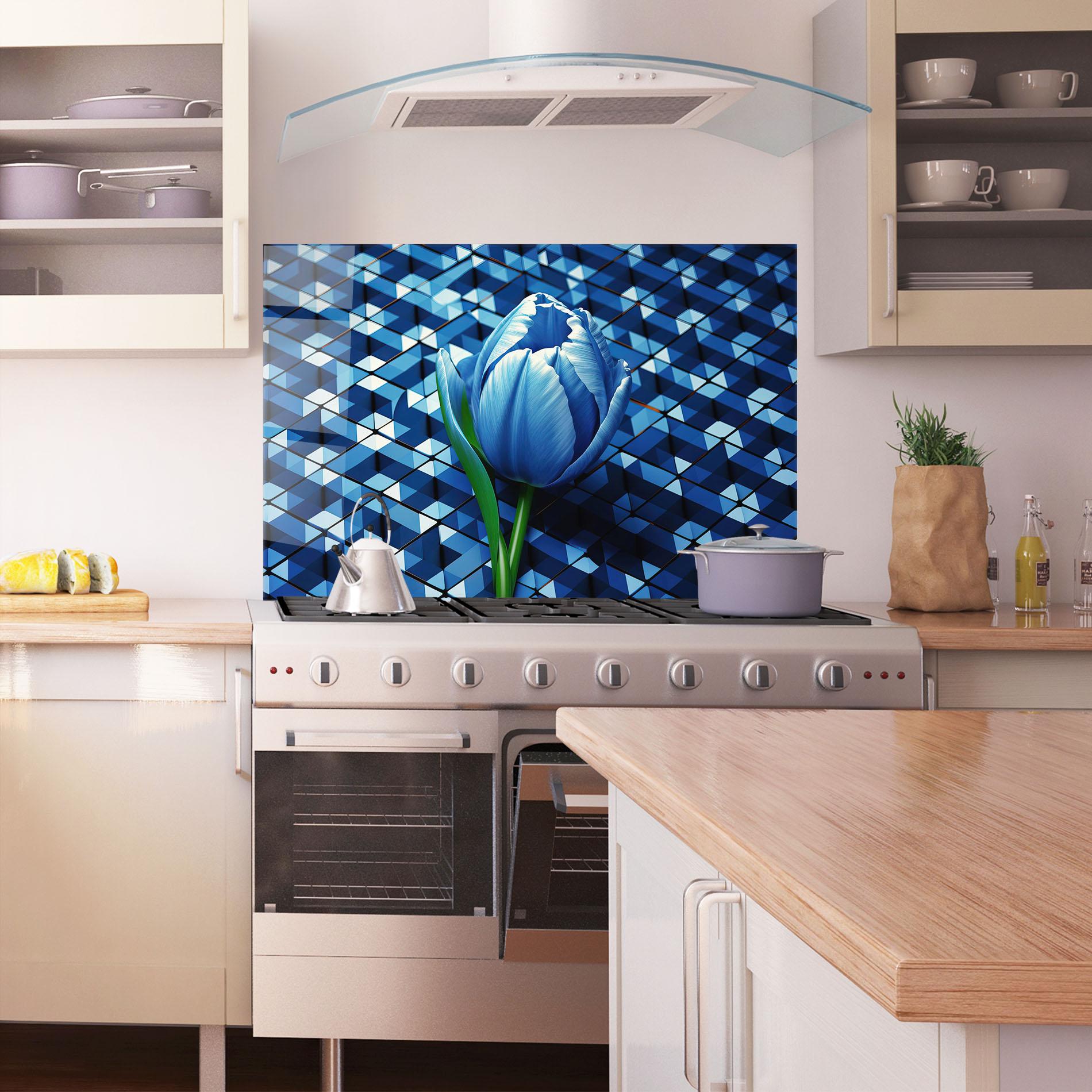Panou Sticla Bucatarie Blue Tulip mockup 1