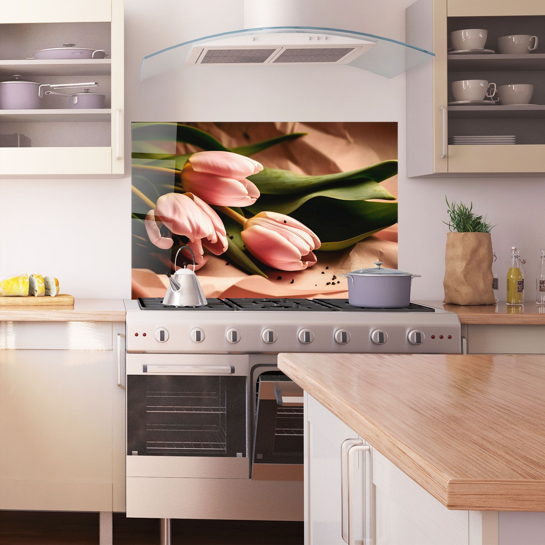 Pink Tulips With Leafs mockup 1