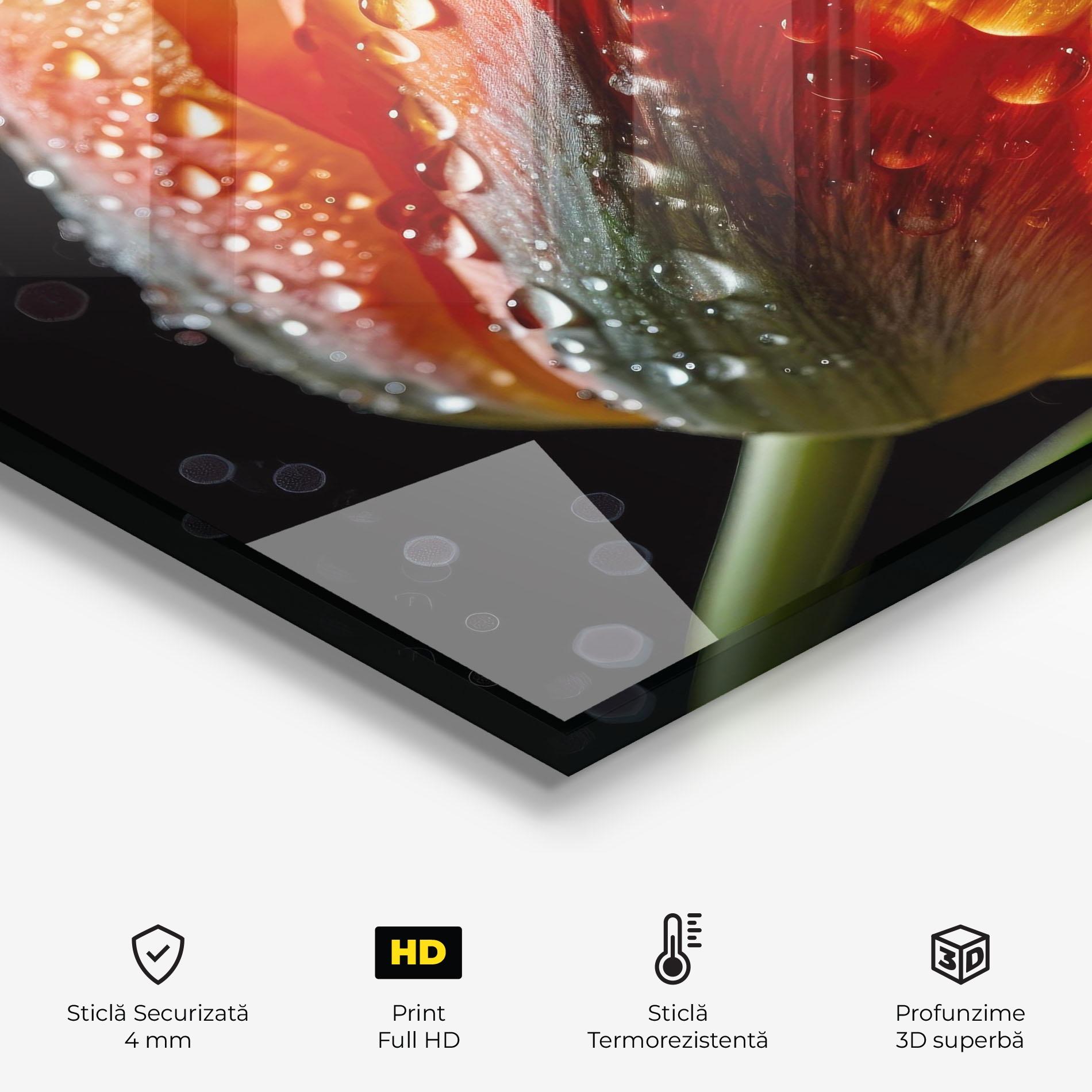 Panou Sticla Bucatarie Big Wet Orange Tulip mockup 2