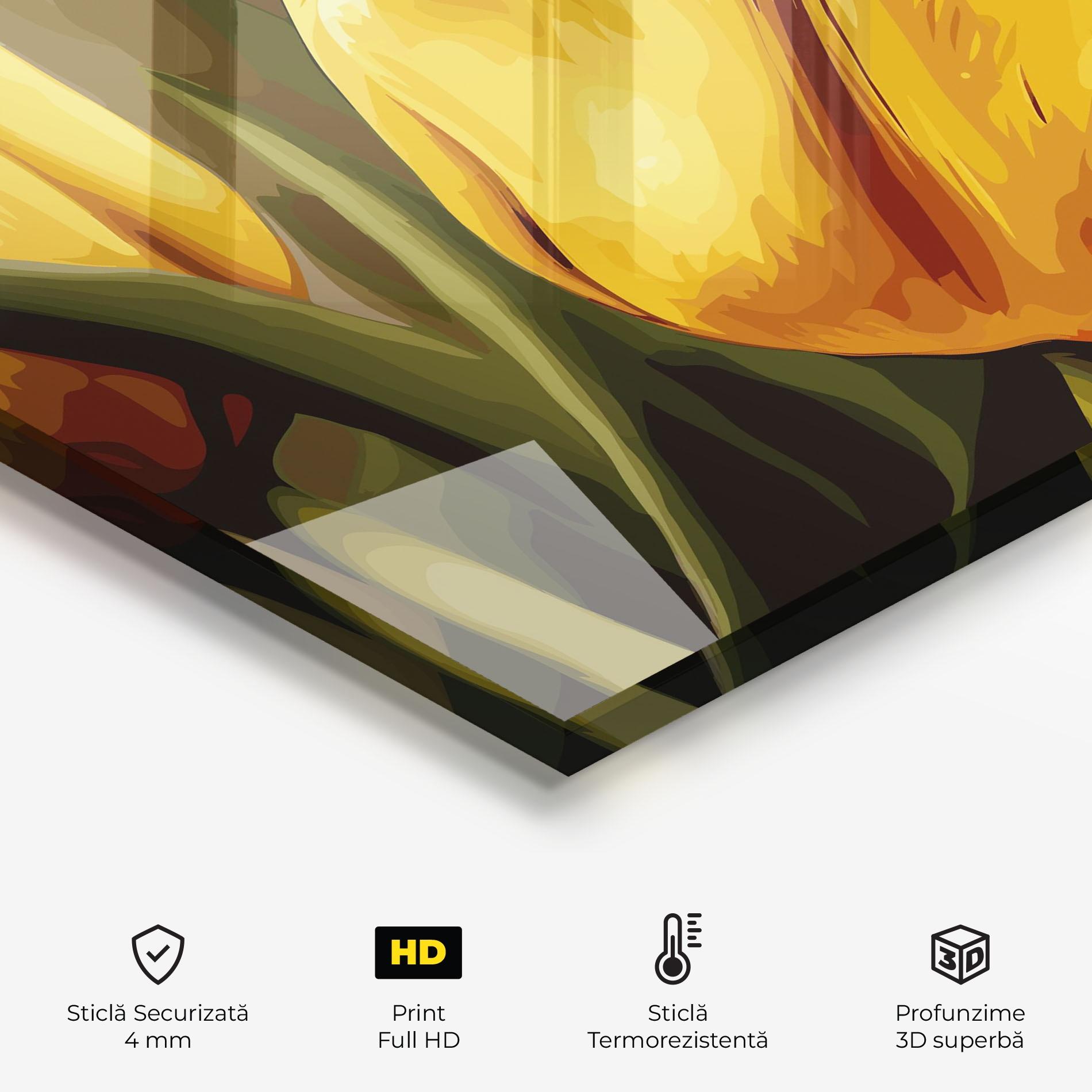 Panou Sticla Bucatarie Big Yellow Tulip mockup 2