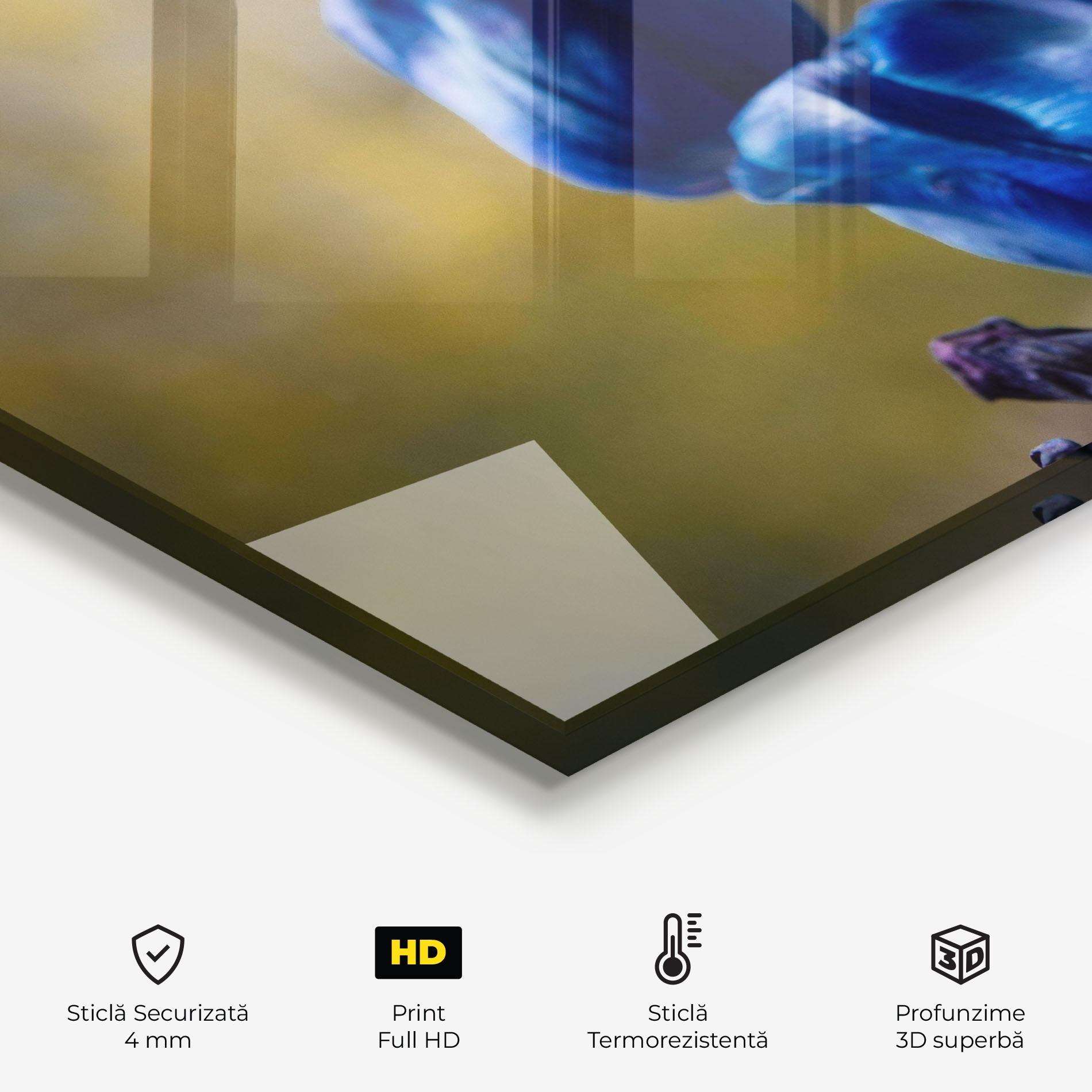 Panou Sticla Bucatarie Blue Tulips mockup 2