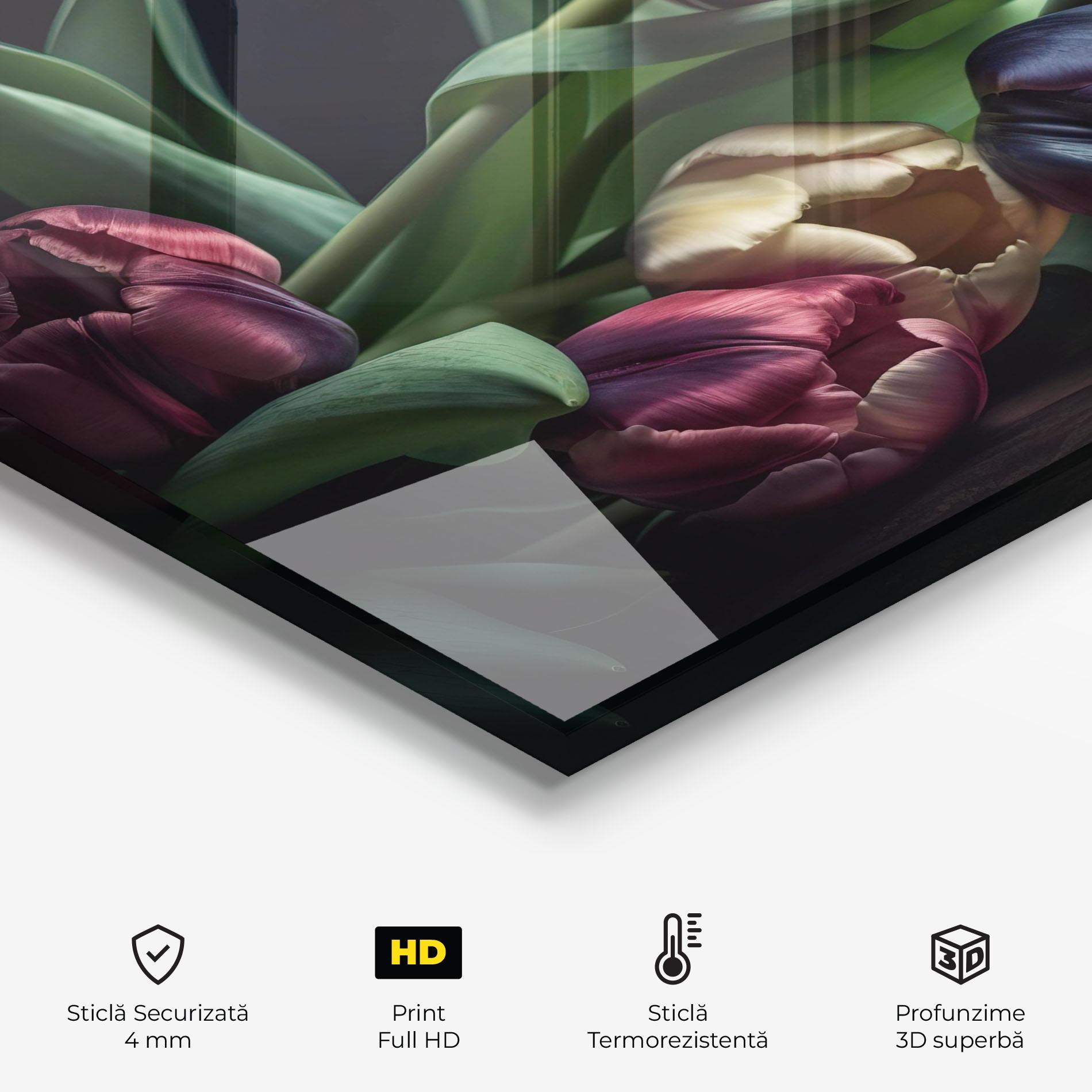 Panou Sticla Bucatarie Dark Purple Tulip mockup 2