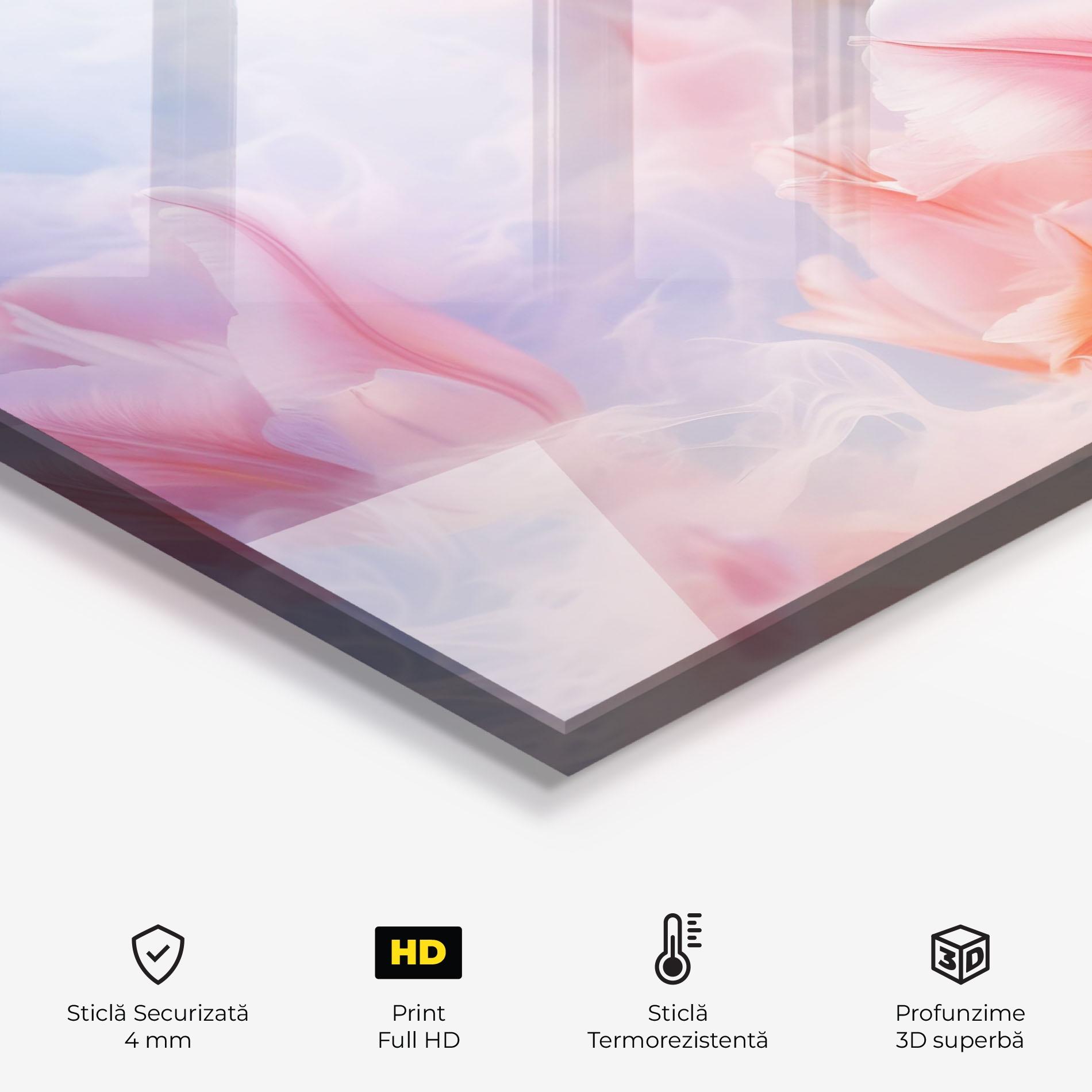 Panou Sticla Bucatarie Dreamy Pink Tulips mockup 2