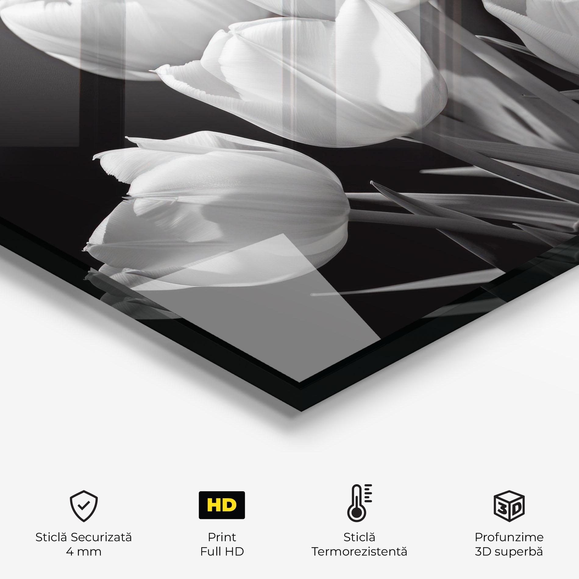 Panou Sticla Bucatarie Light Grey Tulips mockup 2