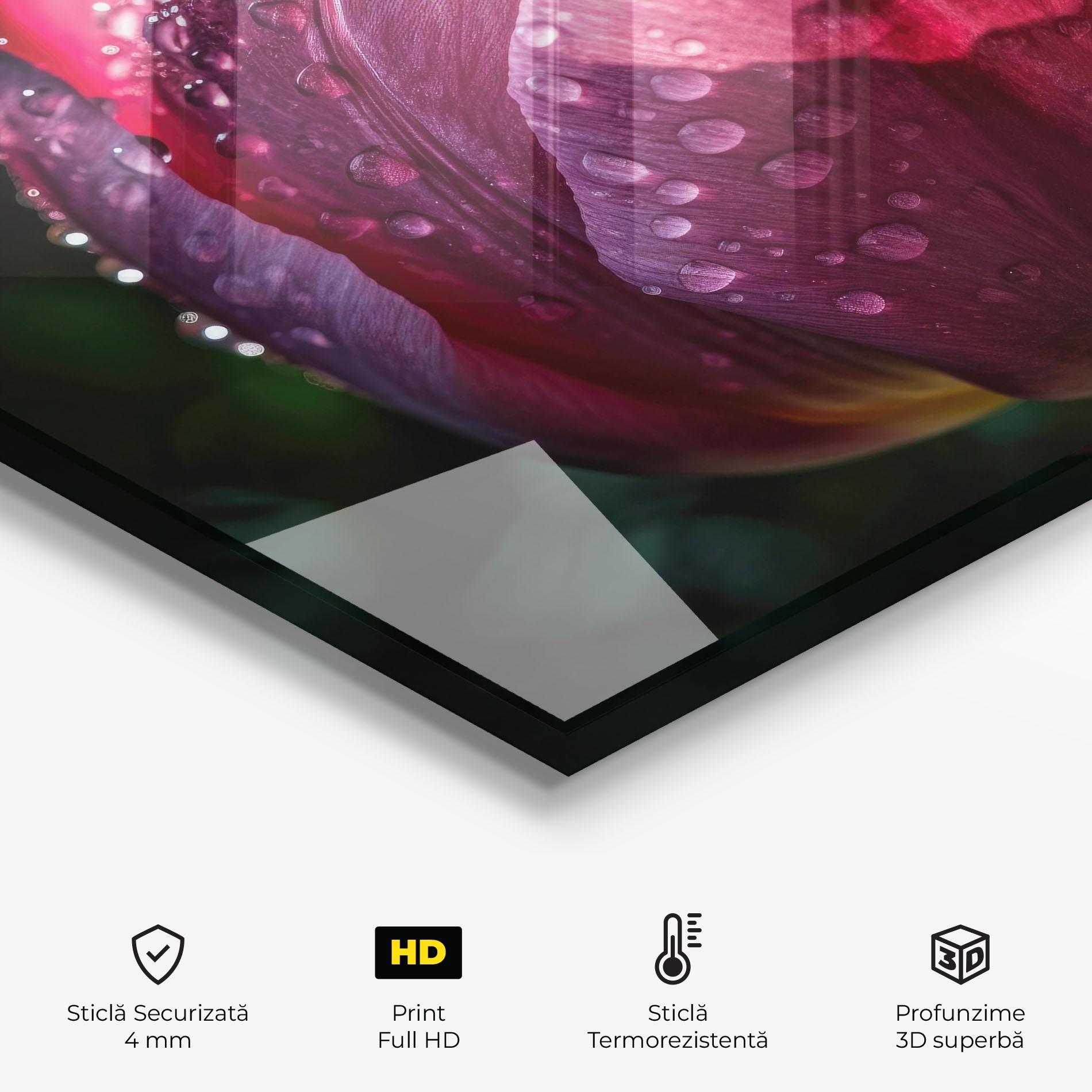 Panou Sticla Bucatarie Pink Tulip After Rain mockup 2