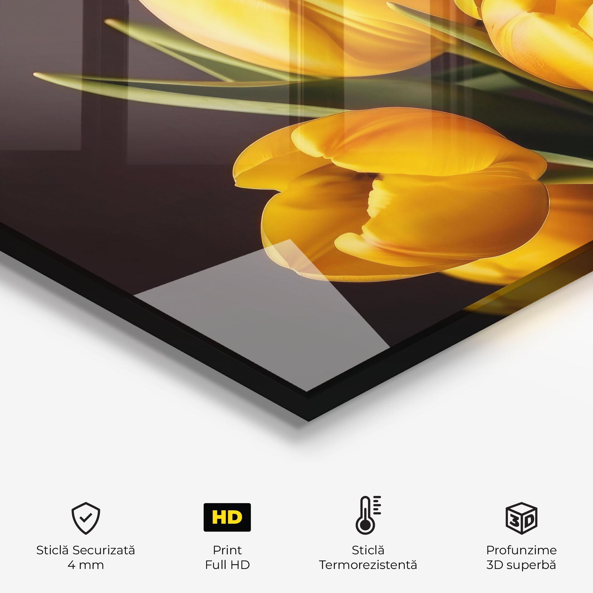 Panou Sticla Bucatarie Strong Yellow Tulips mockup 2