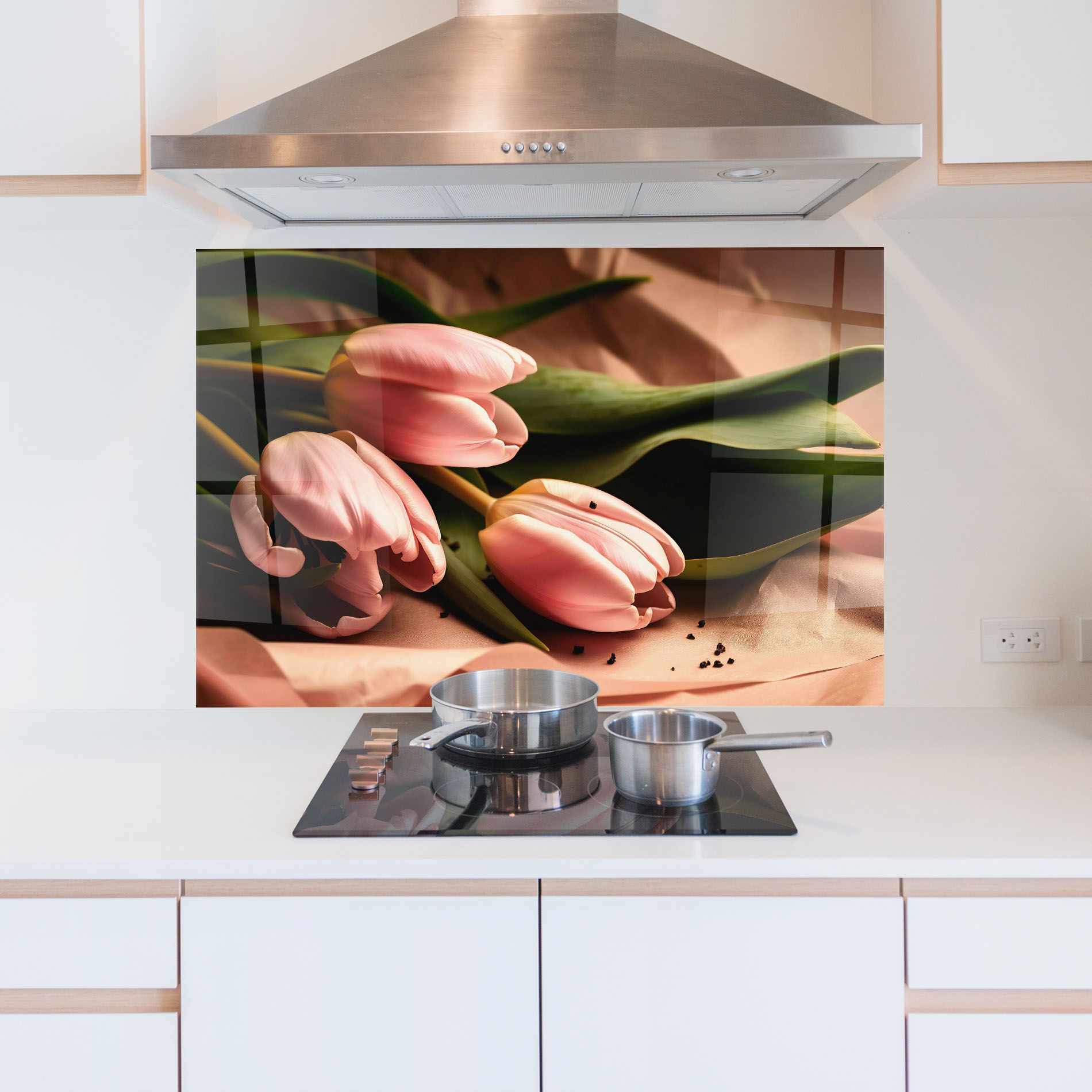 Pink Tulips With Leafs mockup 5