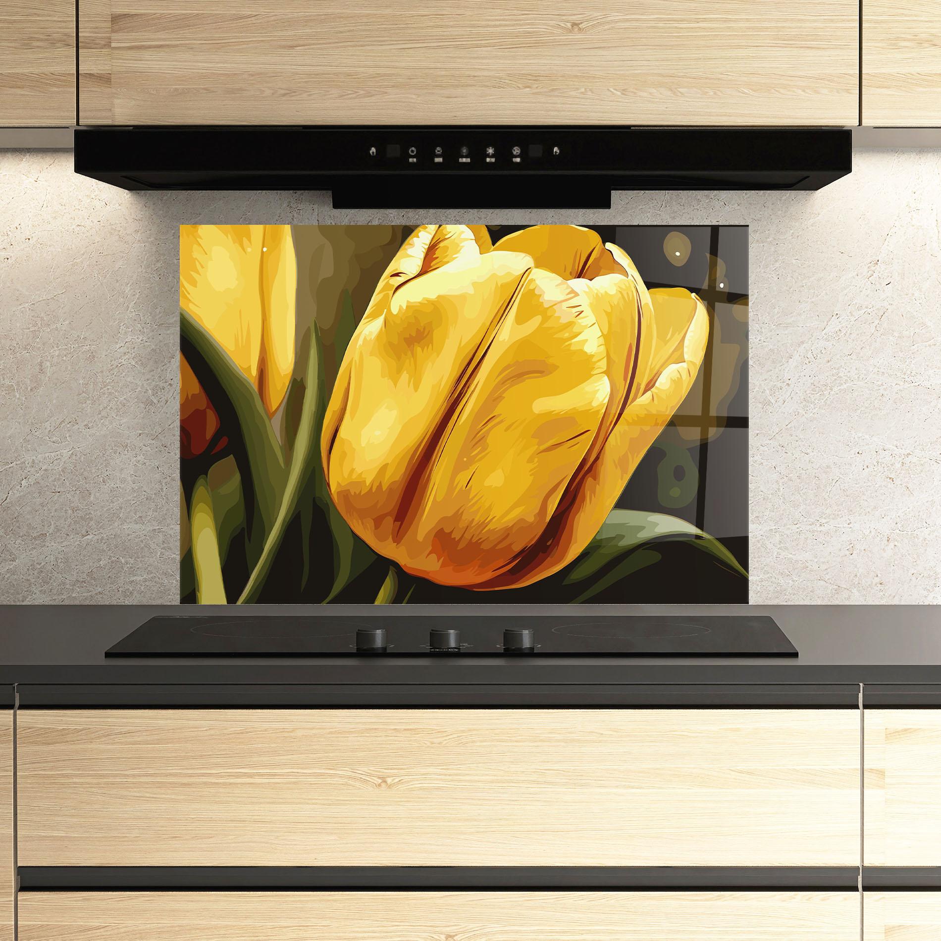 Panou Sticla Bucatarie Big Yellow Tulip mockup 3