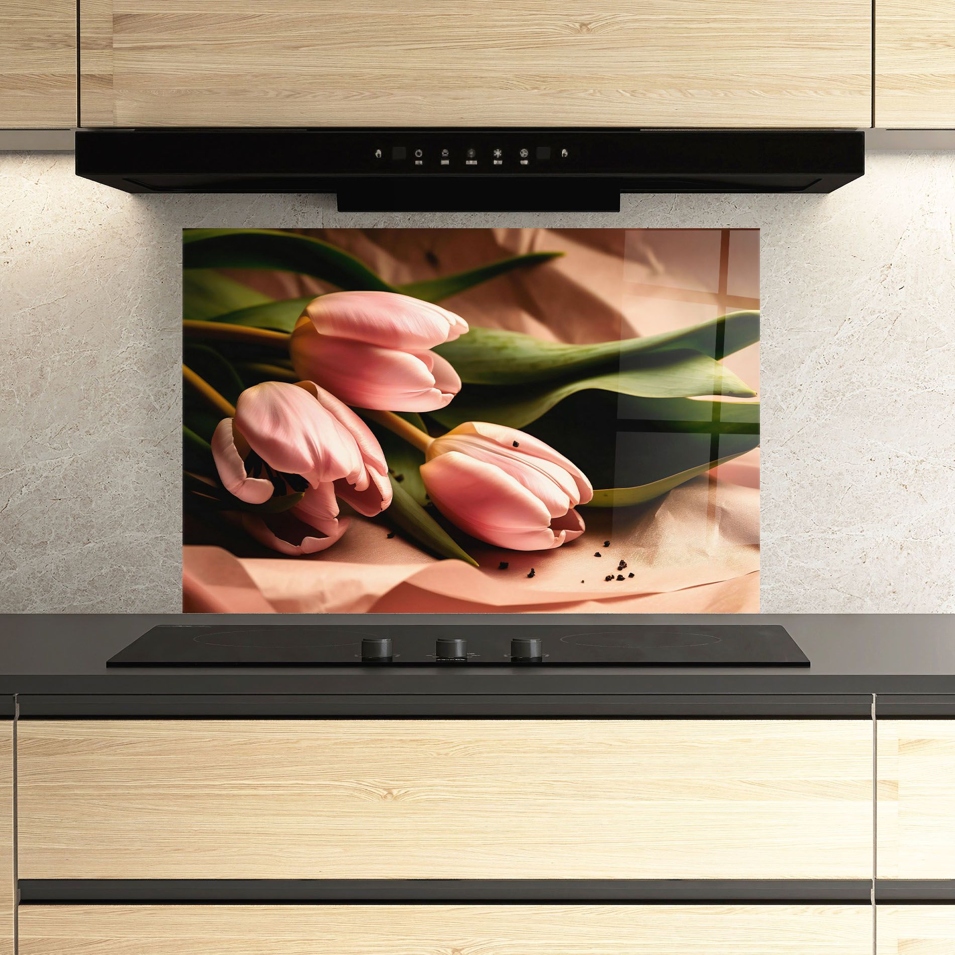 Pink Tulips With Leafs mockup 3
