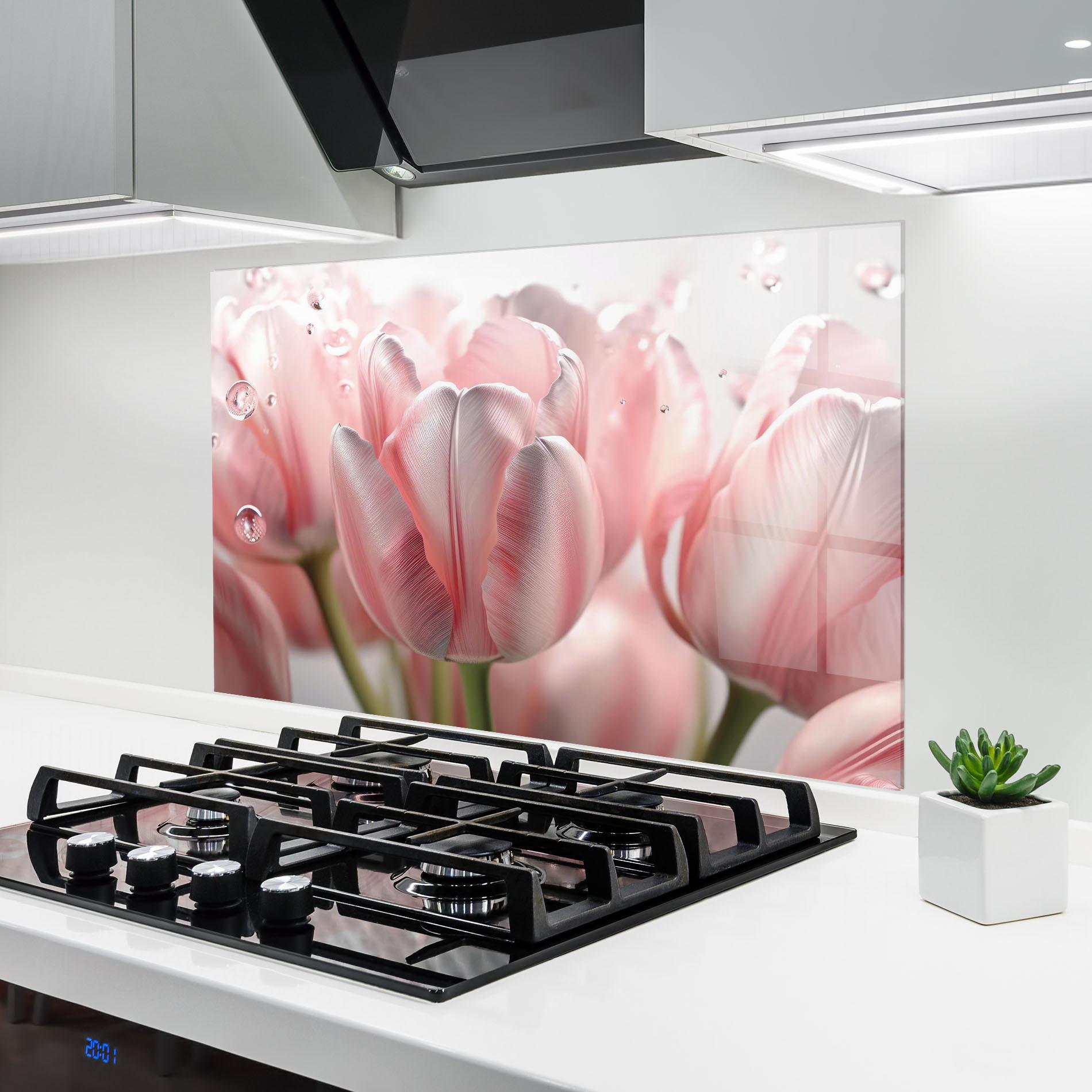 Panou Sticla Bucatarie Pink Pretty Tulips mockup 6