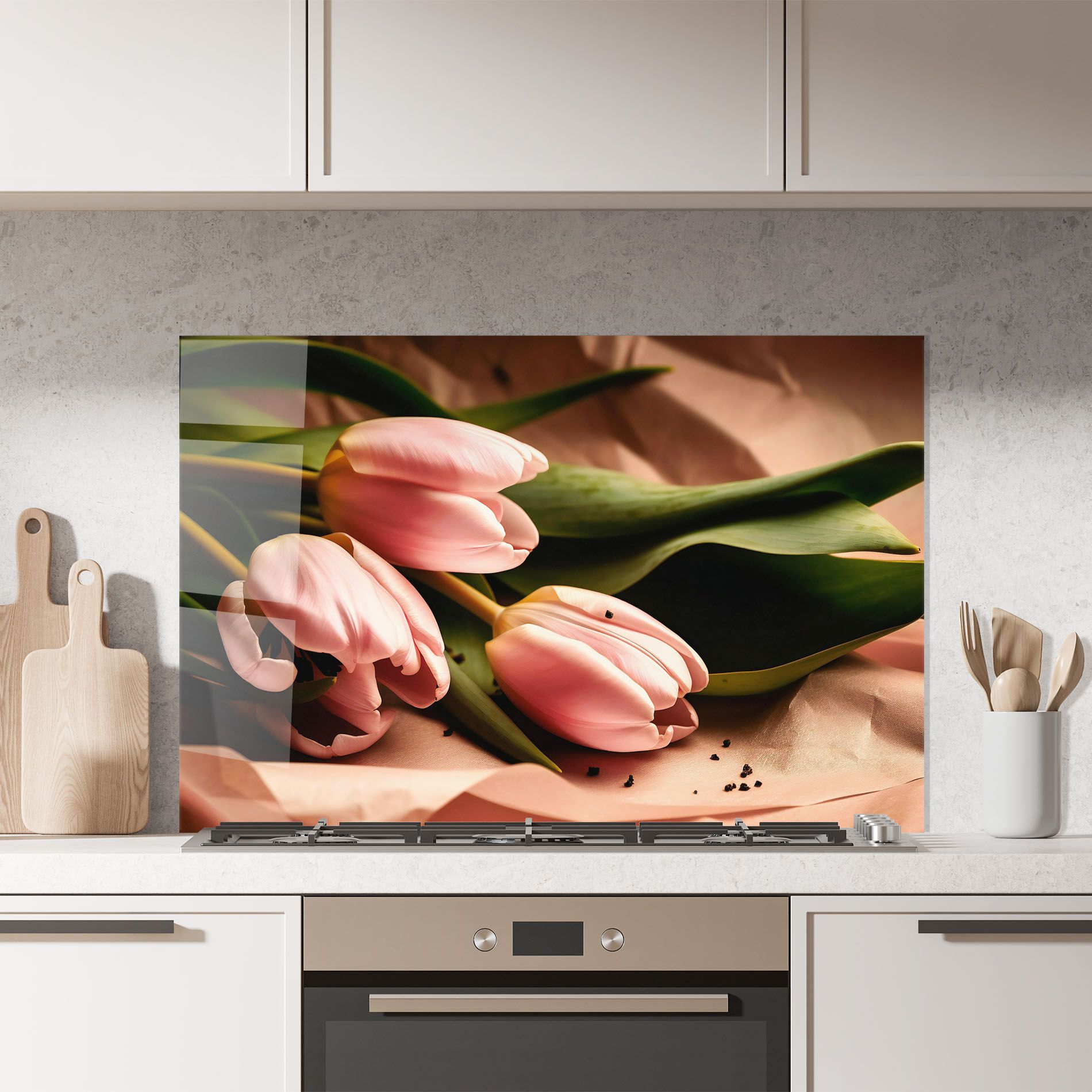 Pink Tulips With Leafs mockup 7