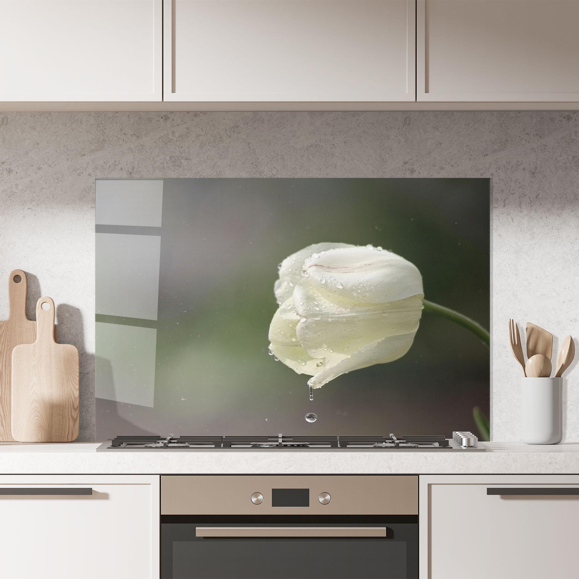 Panou Sticla Bucatarie White Single Tulip mockup 7