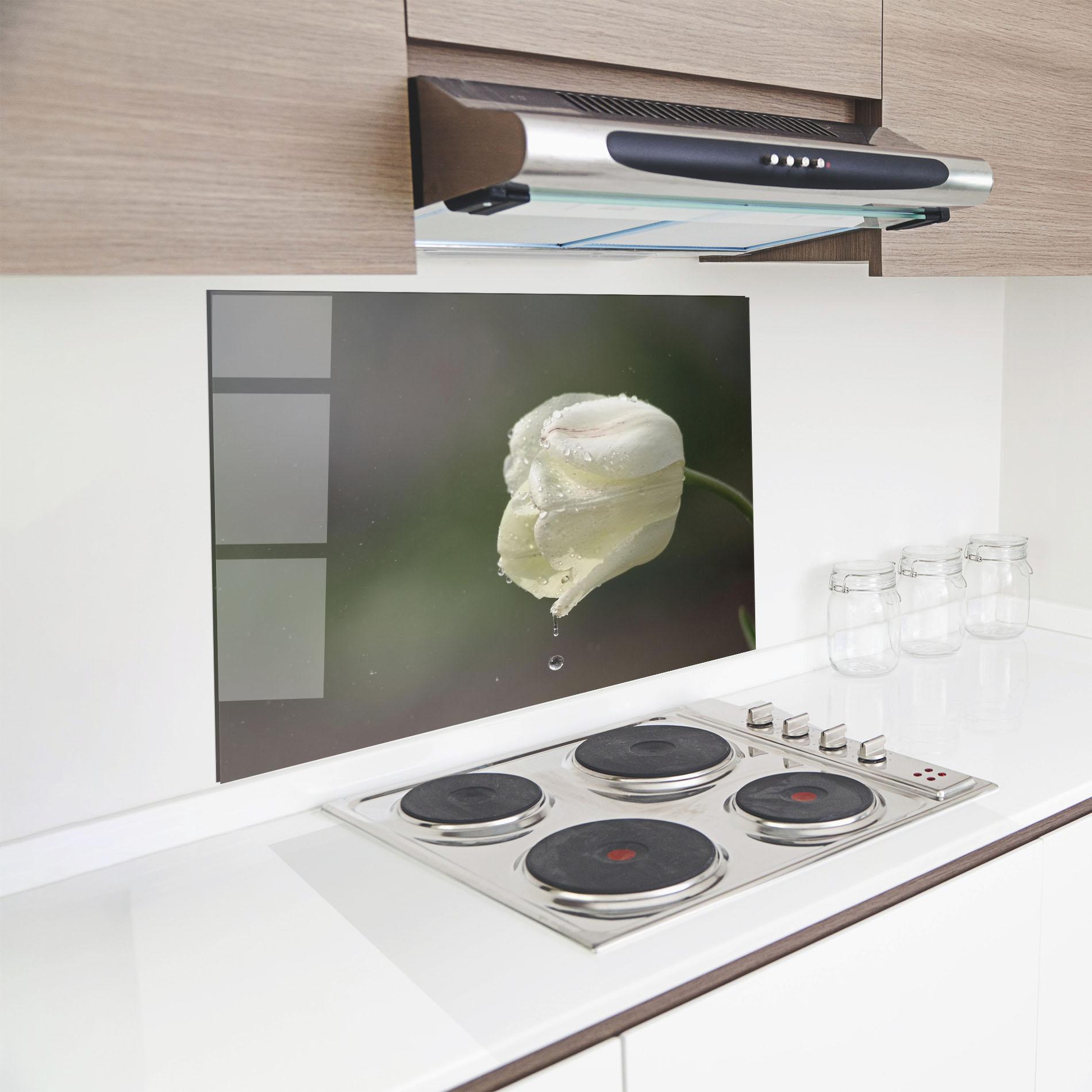 Panou Sticla Bucatarie White Single Tulip mockup 8