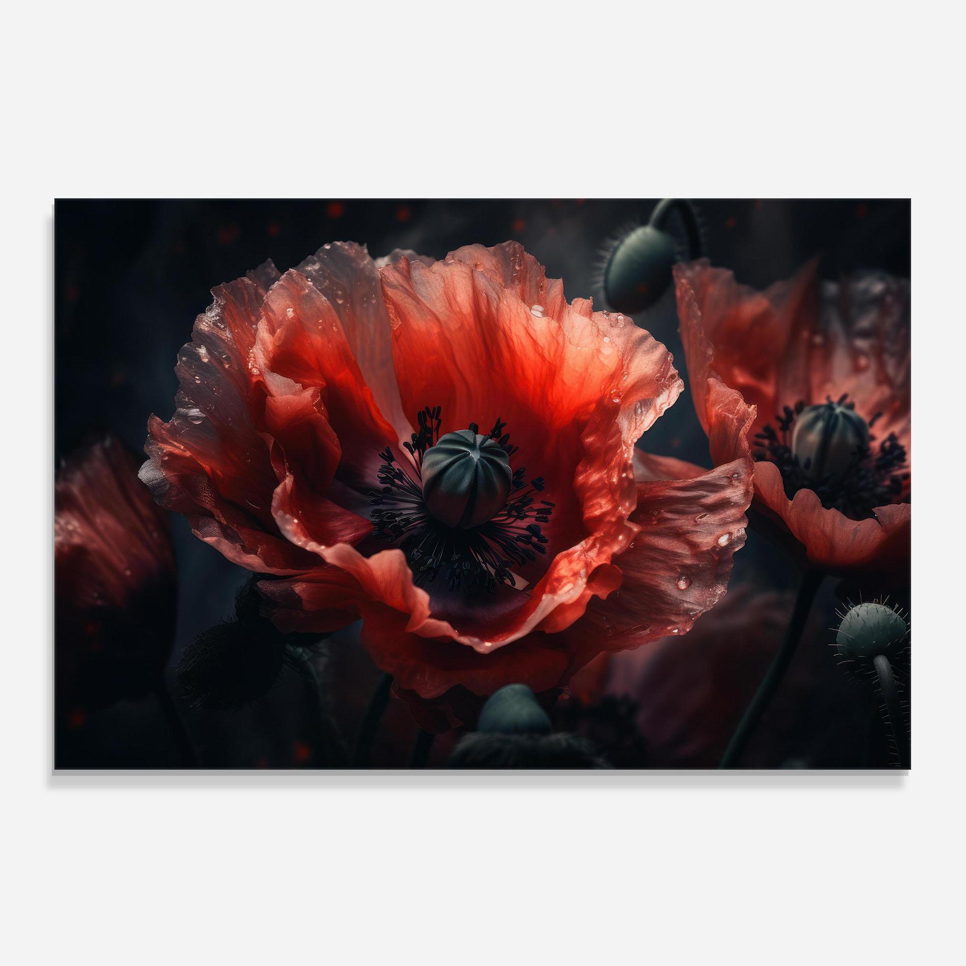 Panou Sticla Bucatarie Dark Shade Poppy mockup 0