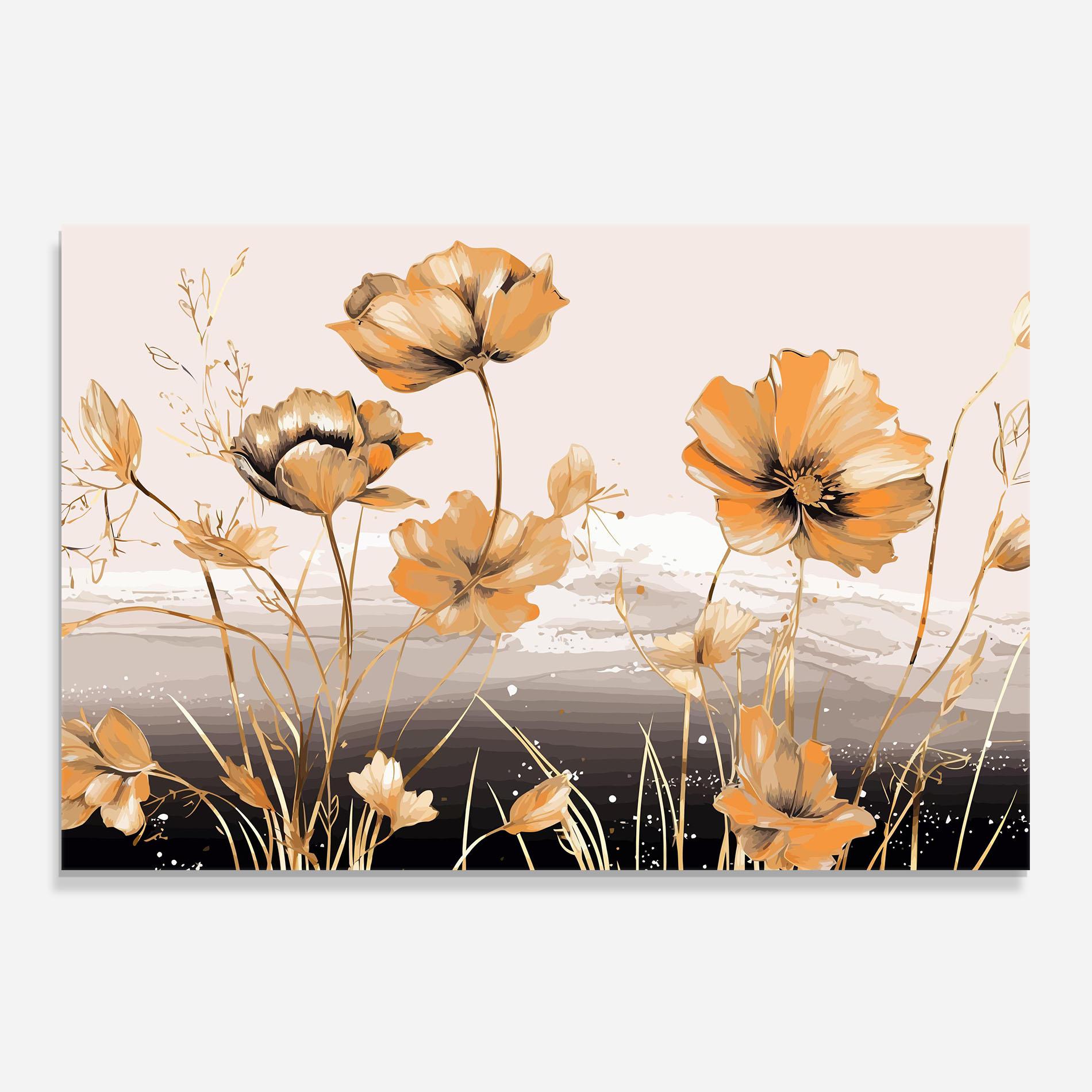 Panou Sticla Bucatarie Gold Black Poppy mockup 0