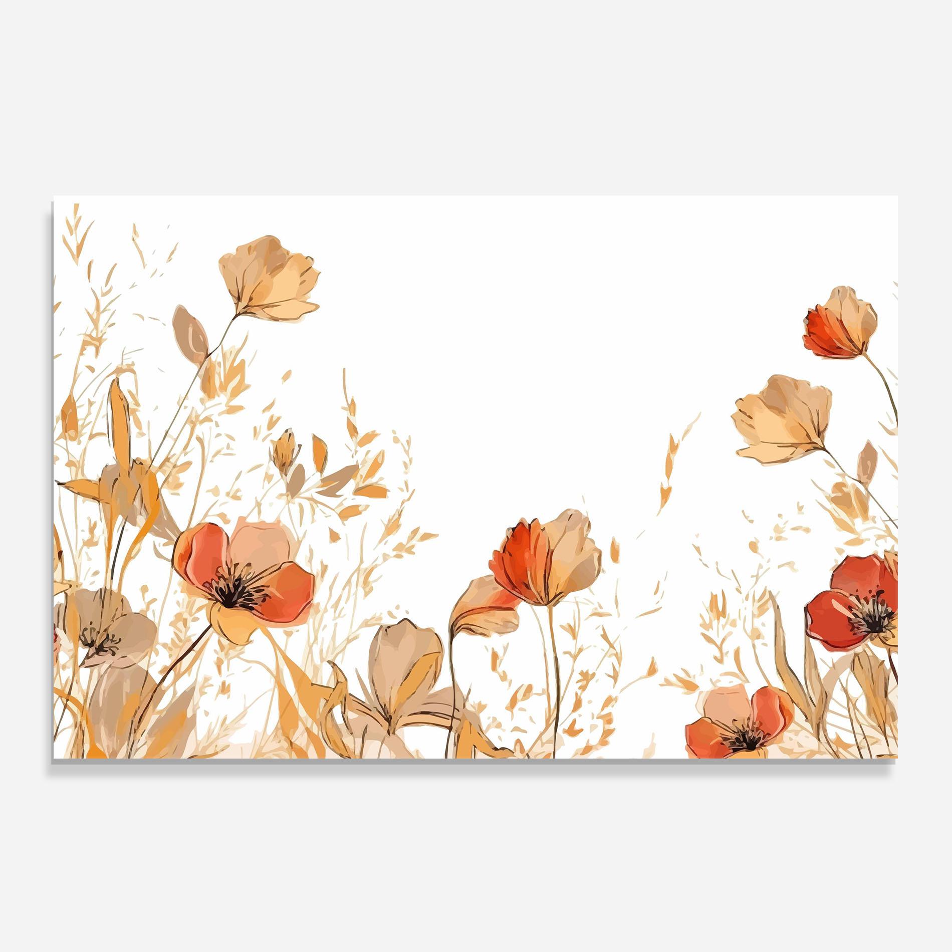Panou Sticla Bucatarie Gold Red Poppy mockup 0