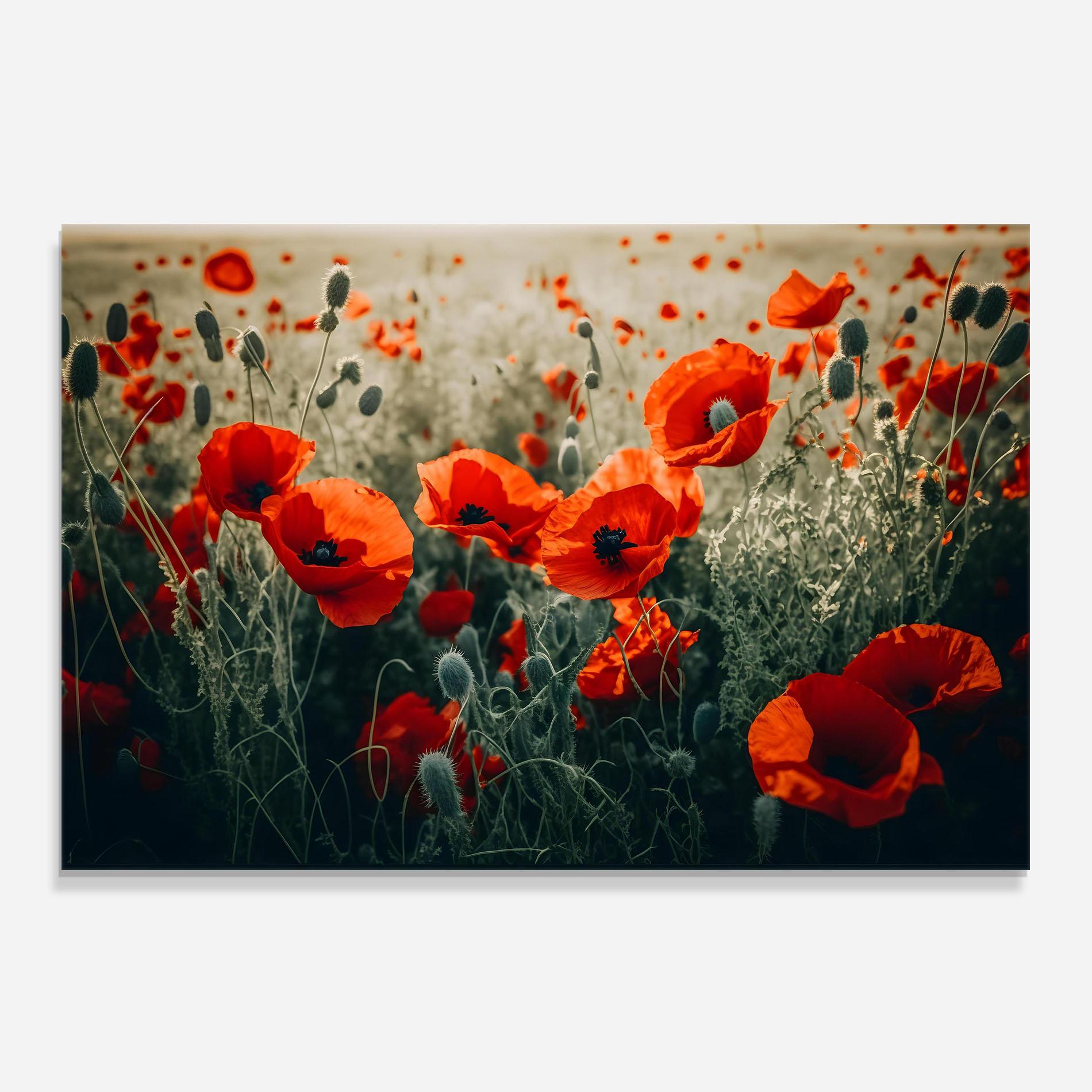 Panou Sticla Bucatarie Poppy Grass Field mockup 0