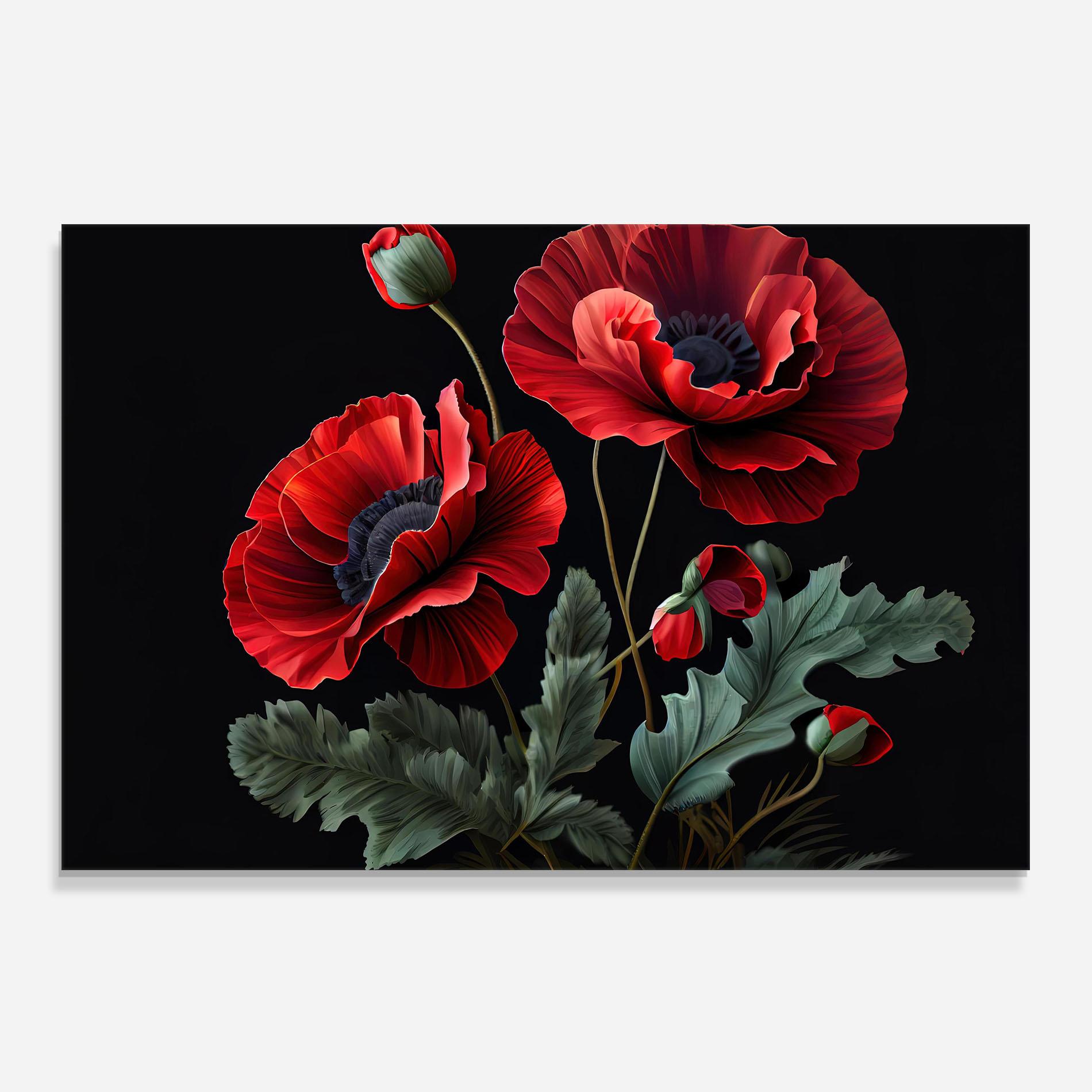 Panou Sticla Bucatarie Poppy On Black mockup 0