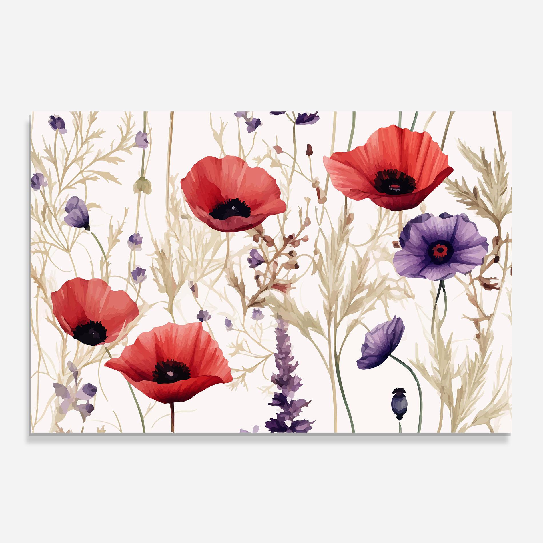 Panou Sticla Bucatarie Poppy Red Purple mockup 0