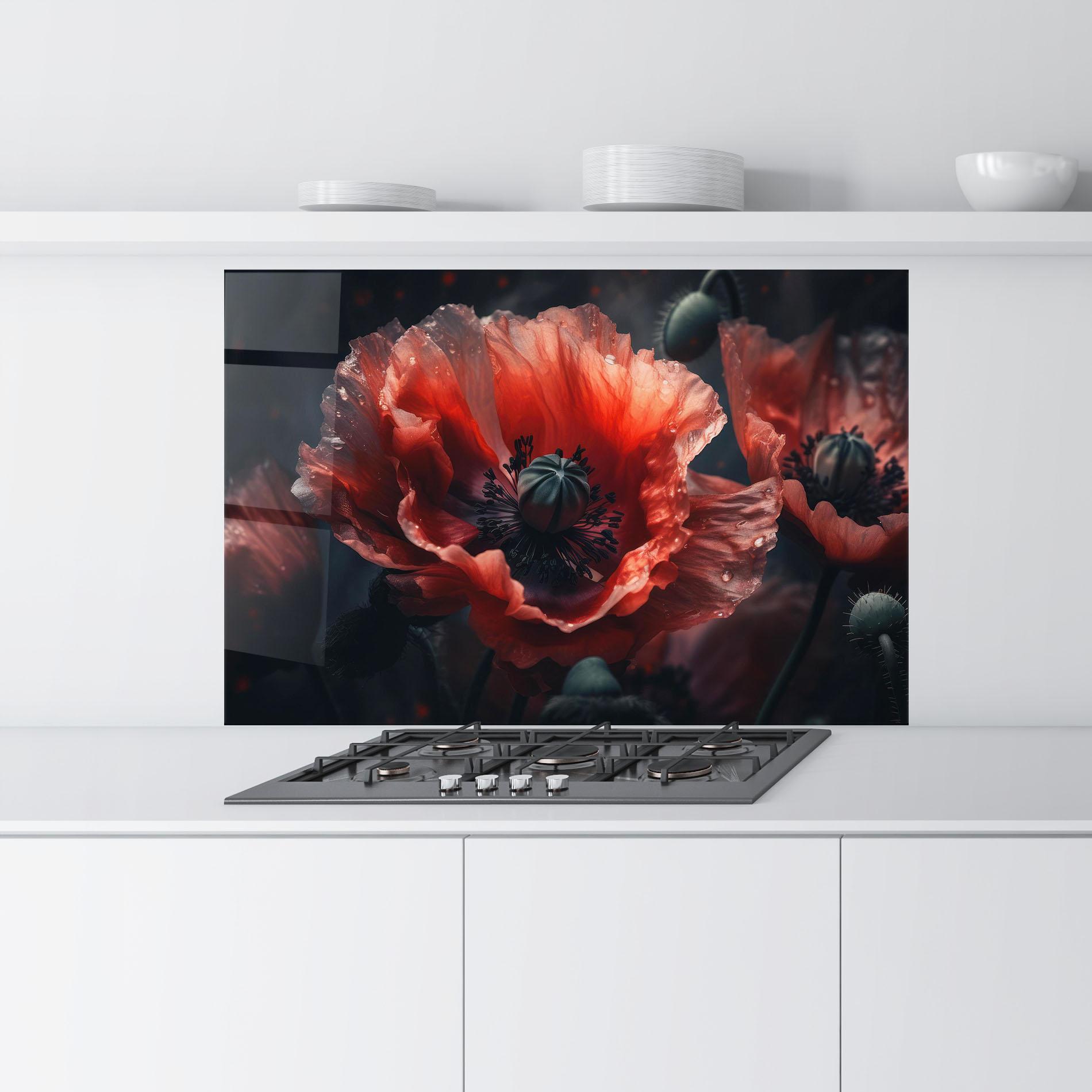 Panou Sticla Bucatarie Dark Shade Poppy mockup 9