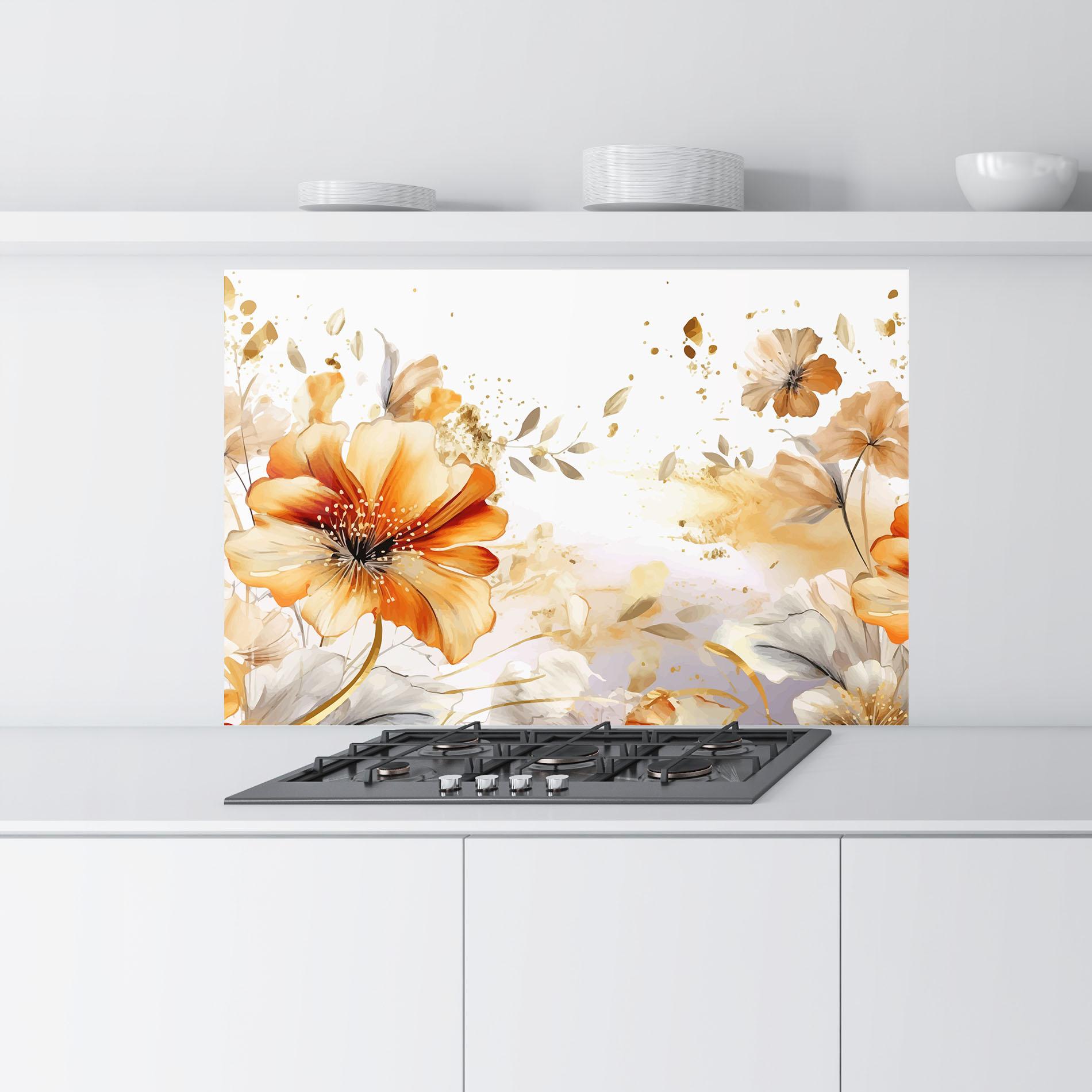 Panou Sticla Bucatarie Gold Orange Poppy mockup 9