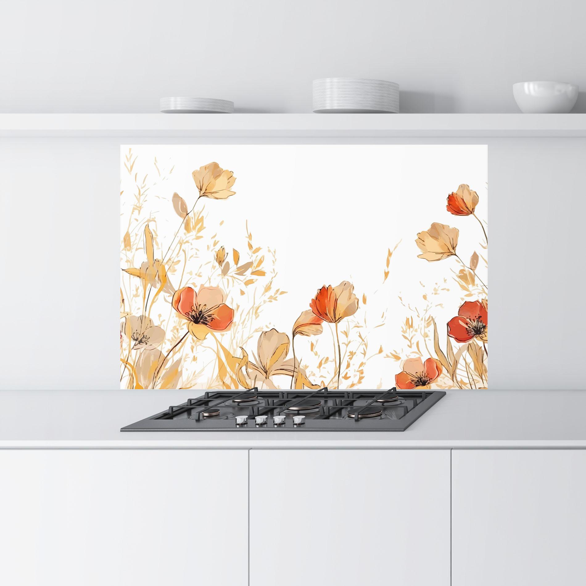 Panou Sticla Bucatarie Gold Red Poppy mockup 9