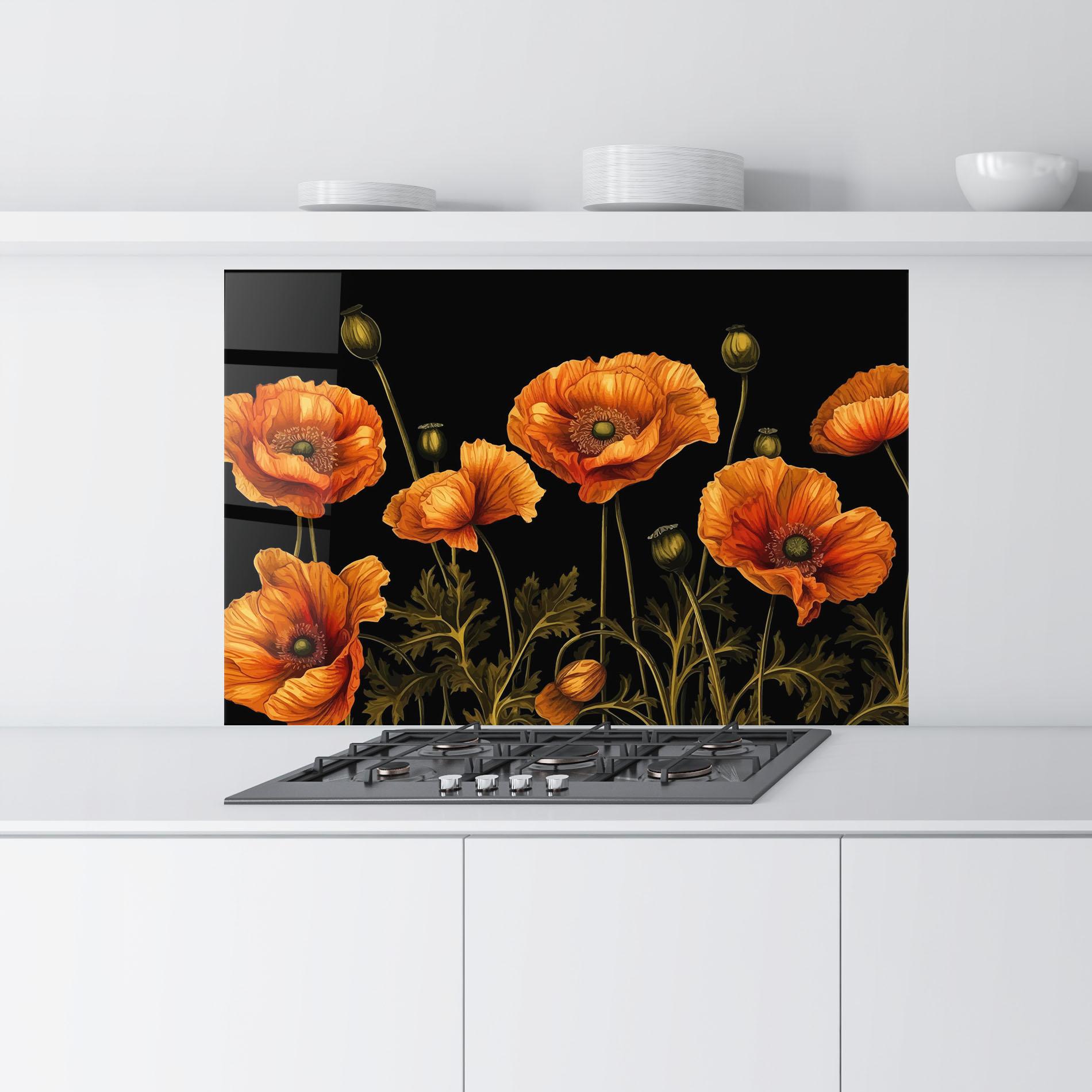 Panou Sticla Bucatarie Orange Poppies mockup 9