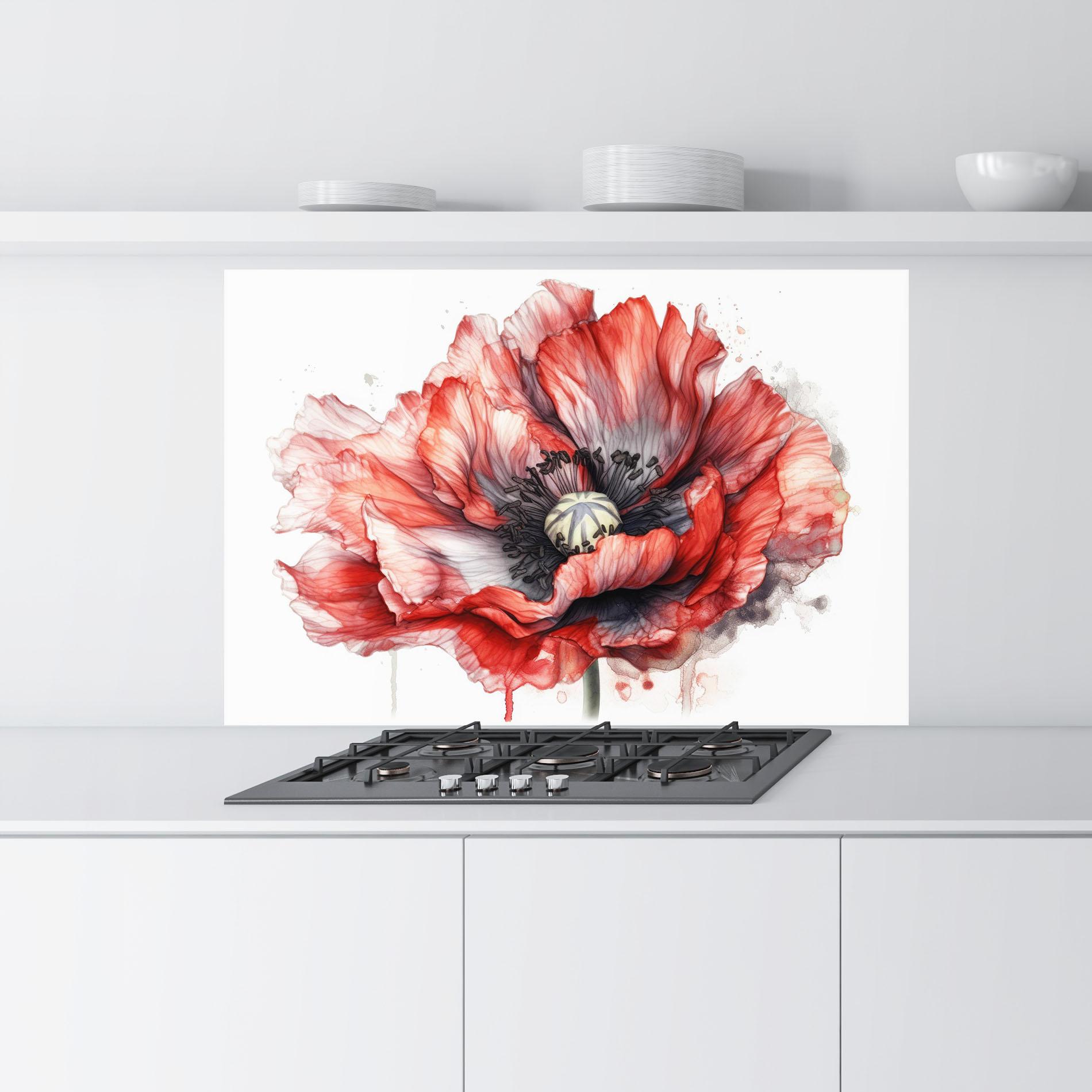 Panou Sticla Bucatarie Painted Red Poppy mockup 9