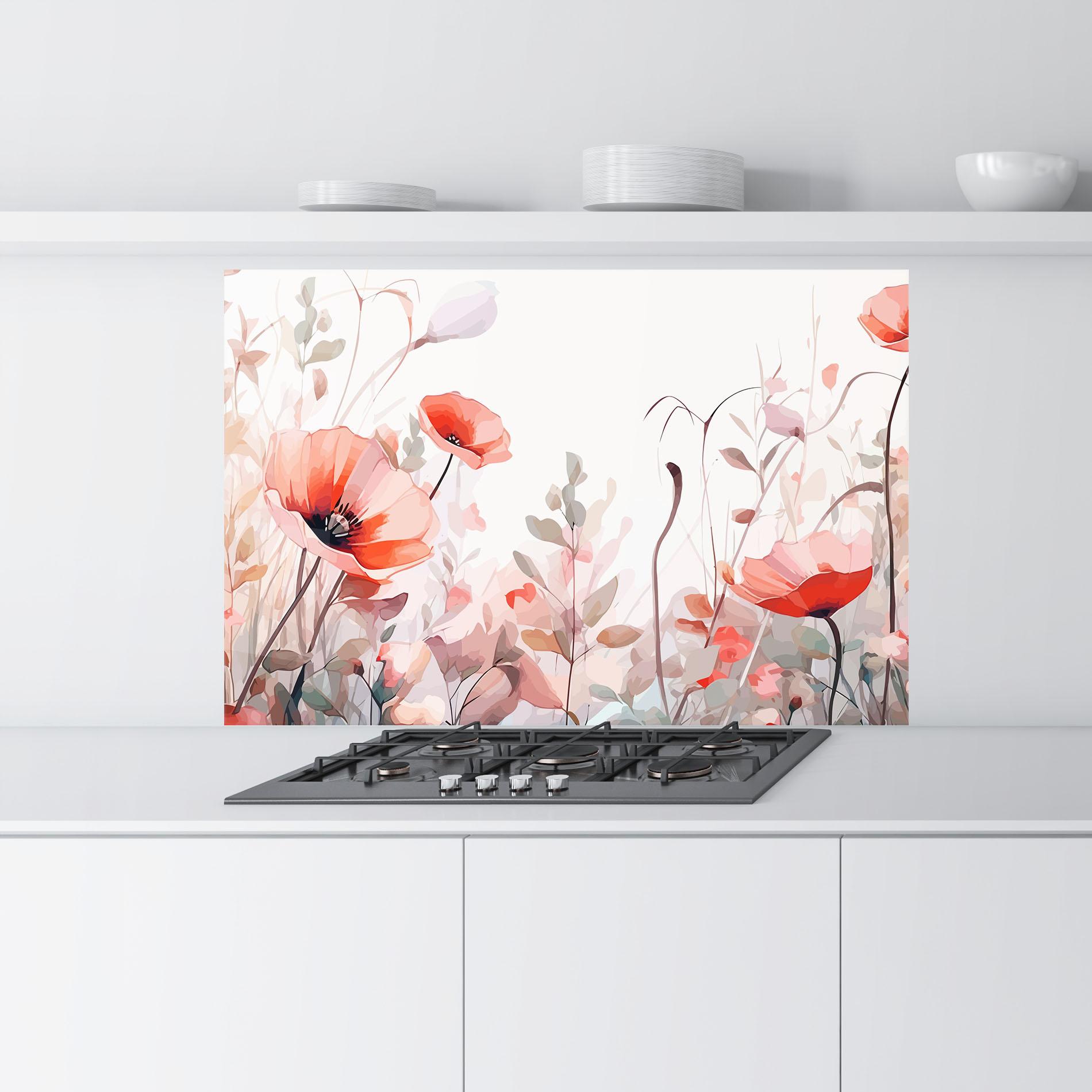 Panou Sticla Bucatarie Pastel Red Poppy mockup 9