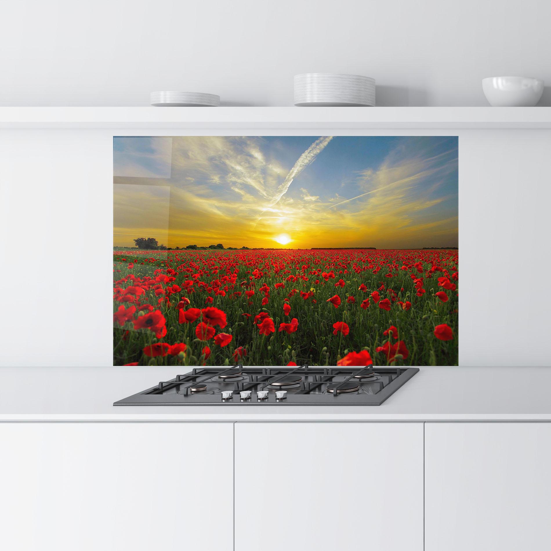 Panou Sticla Bucatarie Poppies Sunset mockup 9